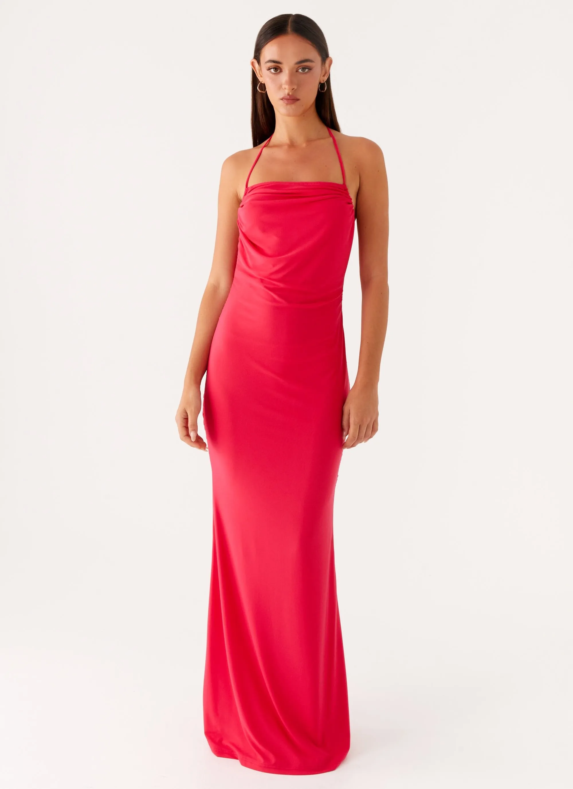 Comfy Texture Open-back Amari Maxi Dress - Raspberry