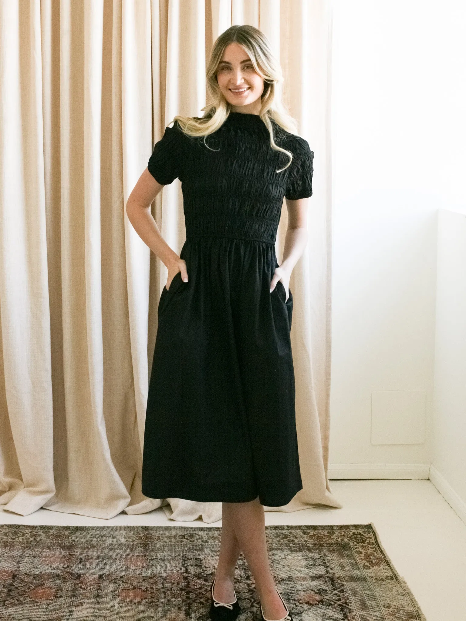 Eleanor Smocked Midi Dress Effortless Touch Outdoor Ready