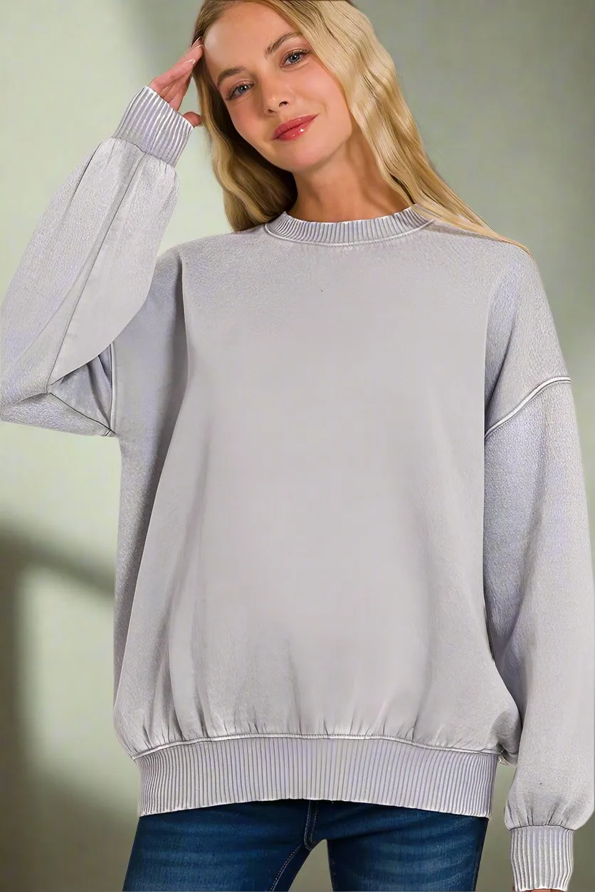 Finland Acid Wash Oversized Pullover Softened Edges Tubular Body Construction