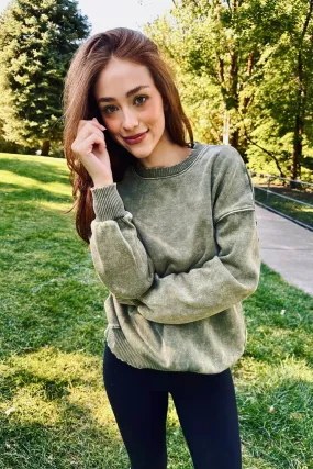 AllSeason Wearability Reinforced Hemline Finland Acid Wash Oversized Pullover