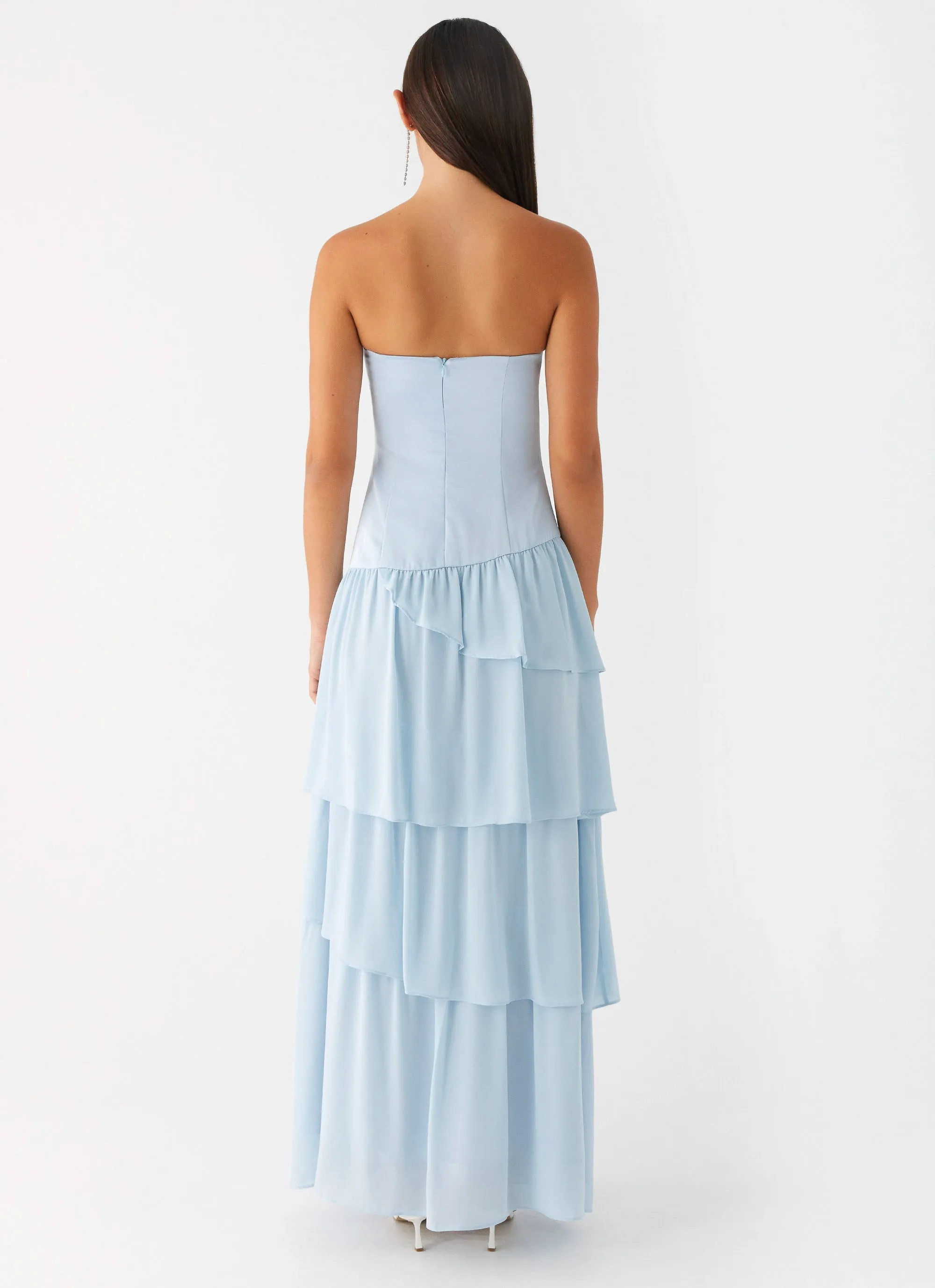 Lightweight Piece Chill Lines Our Story Maxi Dress - Pastel Blue