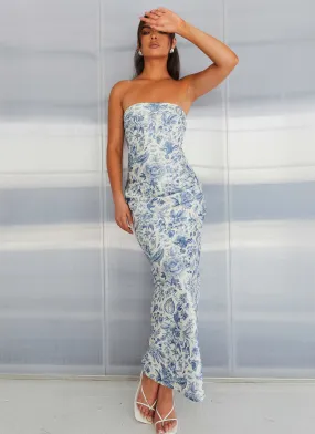Flared shape Summer Lover Maxi Dress - Blue Paisley