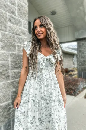 Secret Garden Floral Front Tie Dress Flattering Shape