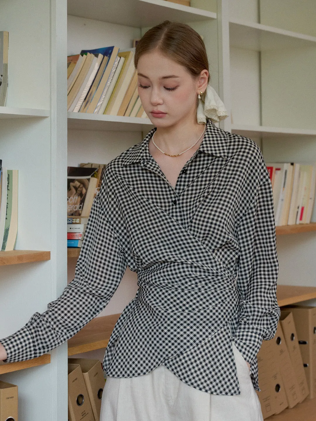 Summer Style VentedBack Selah V-Neck Plaid Waisted Shirt