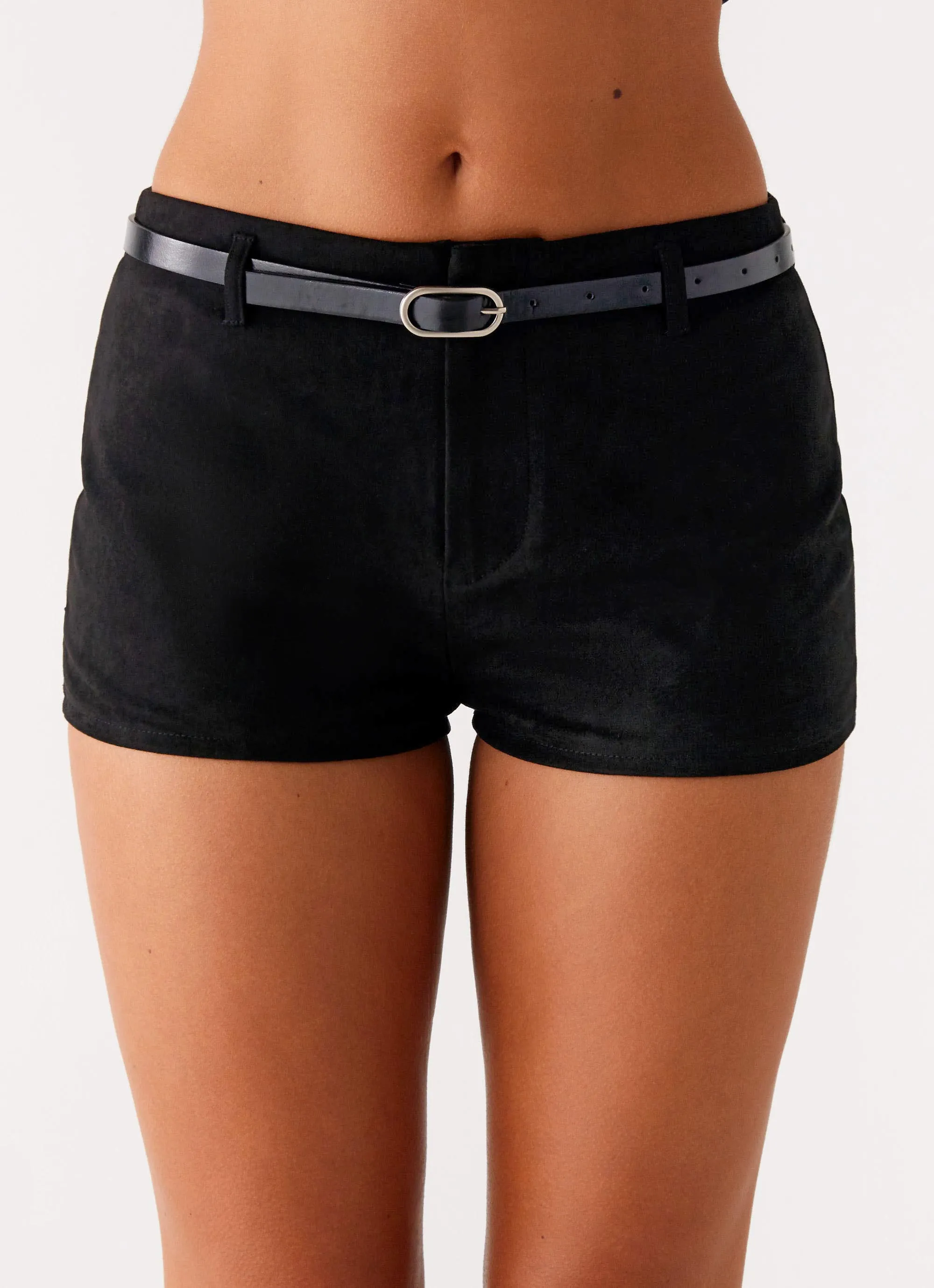Street Comfort Katie Suede Mini Shorts - Black