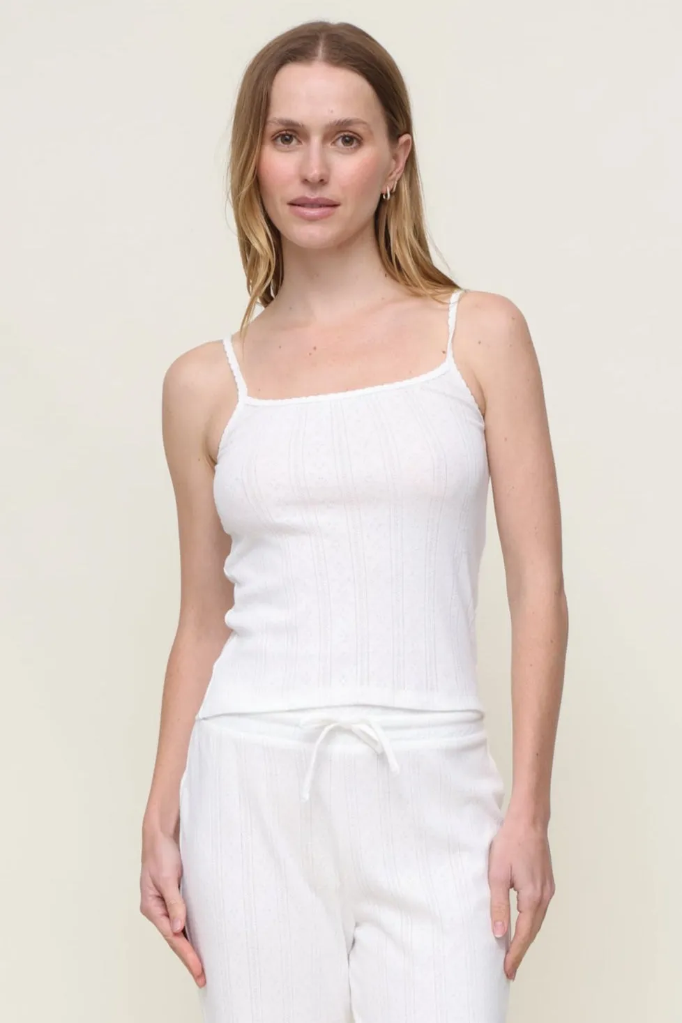Shannon Pointelle Tank Top Layered Collar