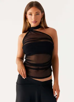 Moisture Management Ezzie Scarf Top - Black