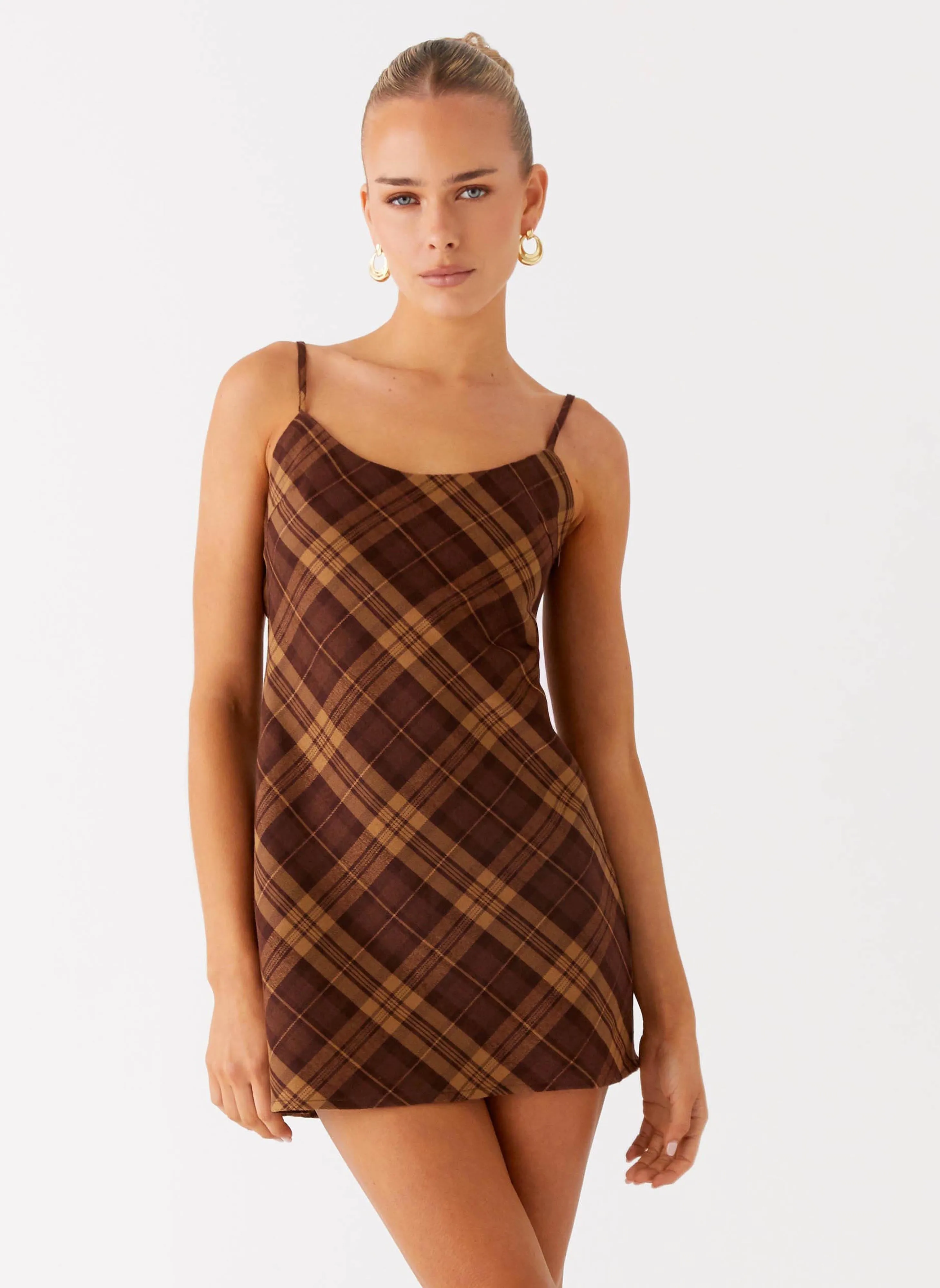 Formal-look Radio Star Mini Dress - Plaid