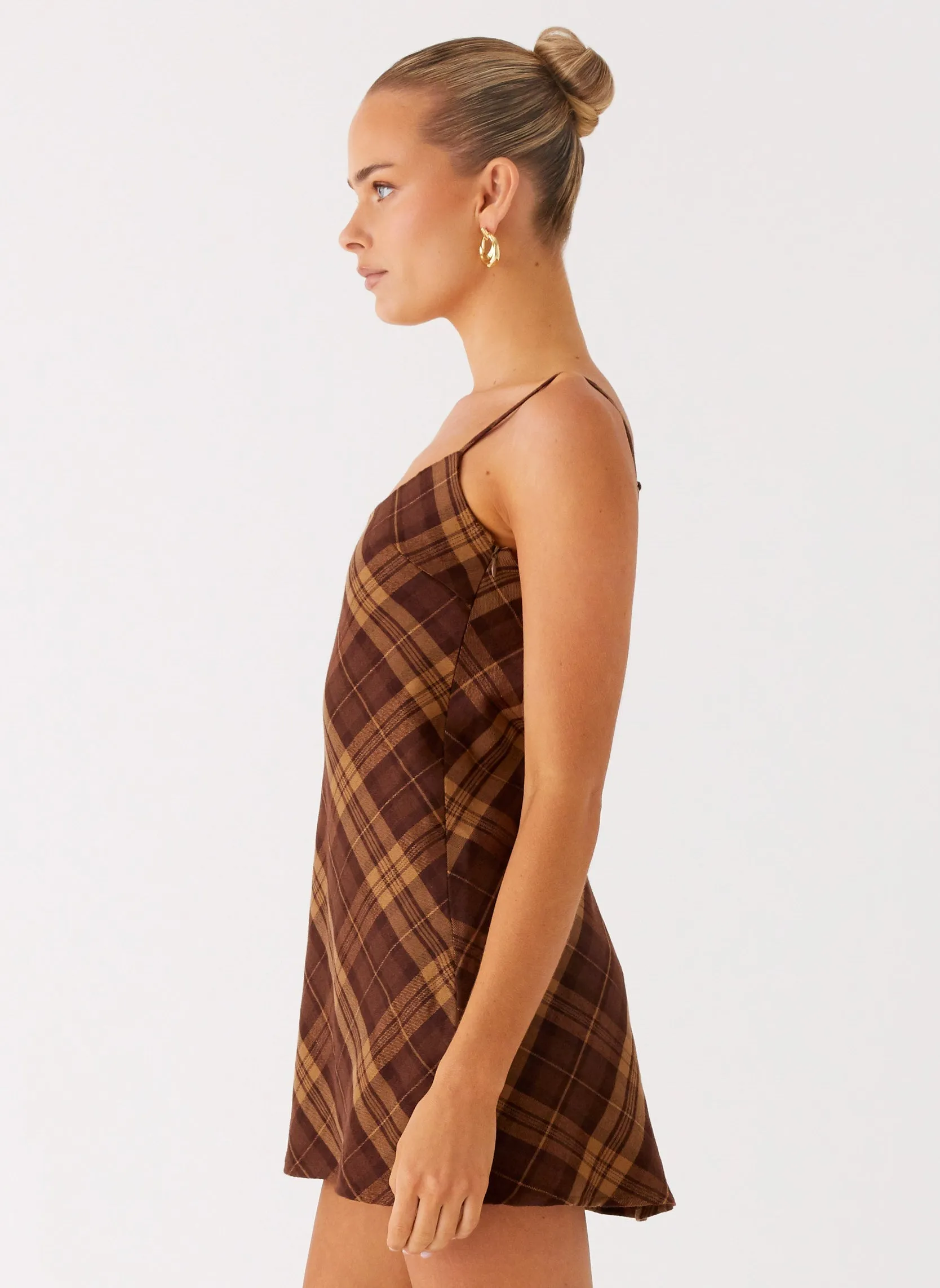 Radio Star Mini Dress - Plaid Silicone Grip Trim