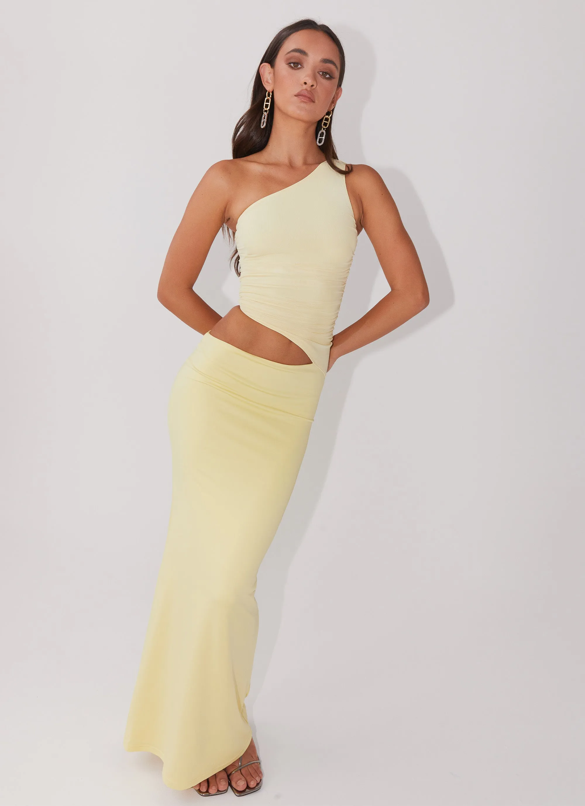 Daily Favorite Seranella One Shoulder Maxi Dress - Lemon
