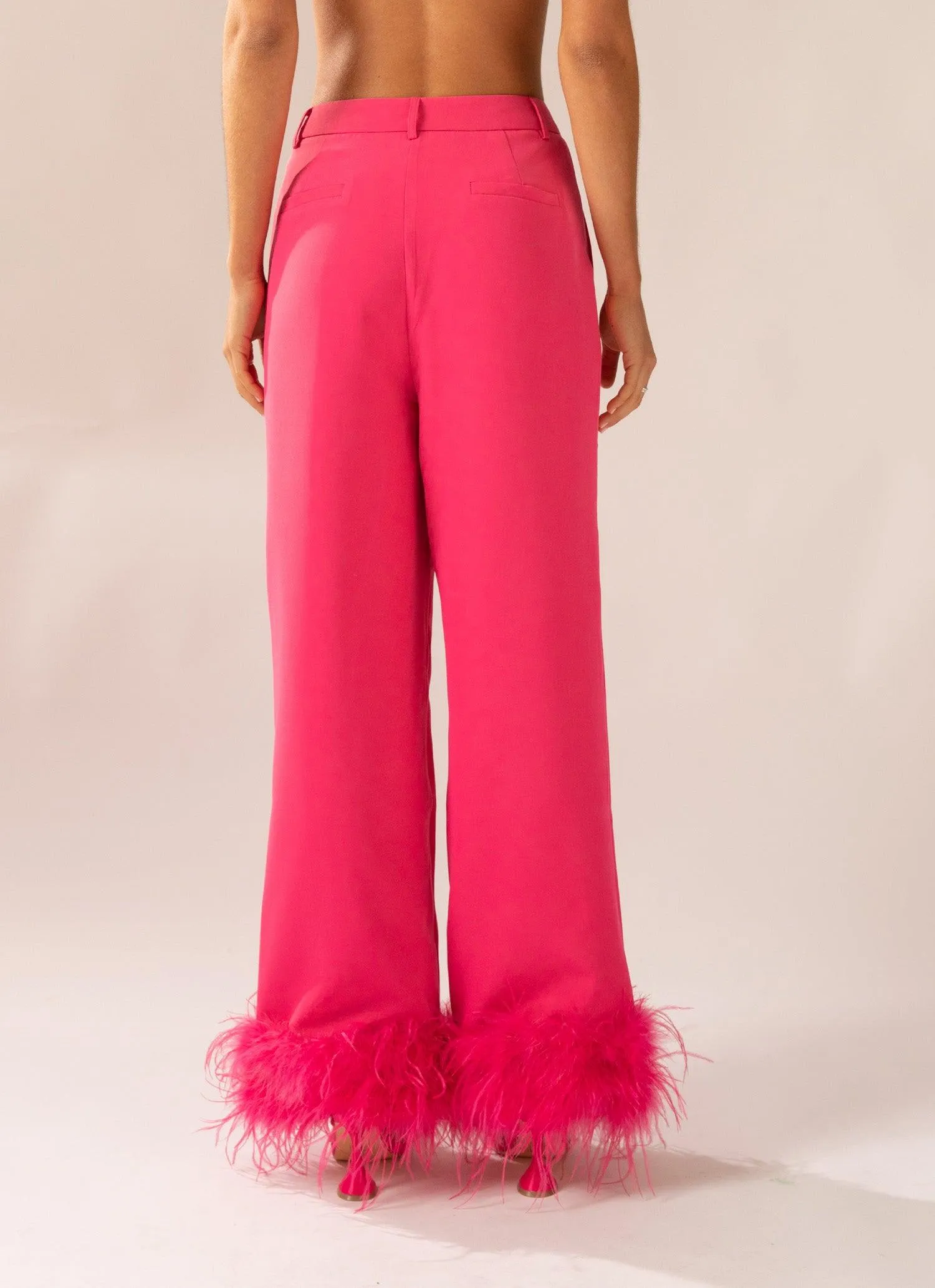 Shake It Off Feather Pants - Magenta Breathable Mesh Panels