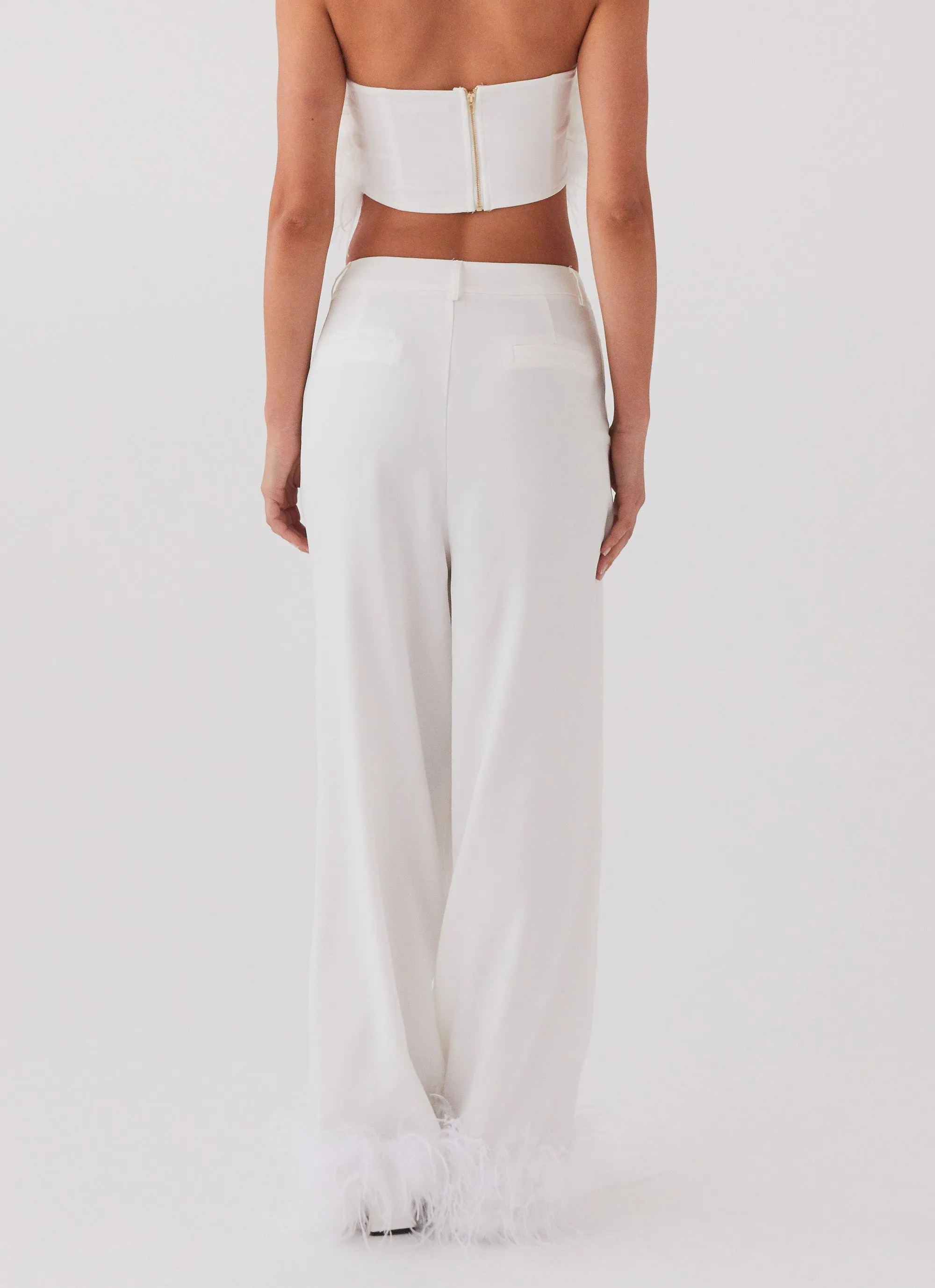 Shake It Off Feather Pants - Snow AdjustableTabs Stretchable Design