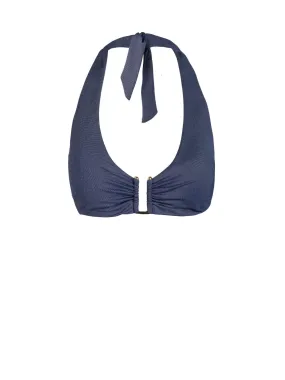 Shana Top In Indigo Twill Recycled Swimwear