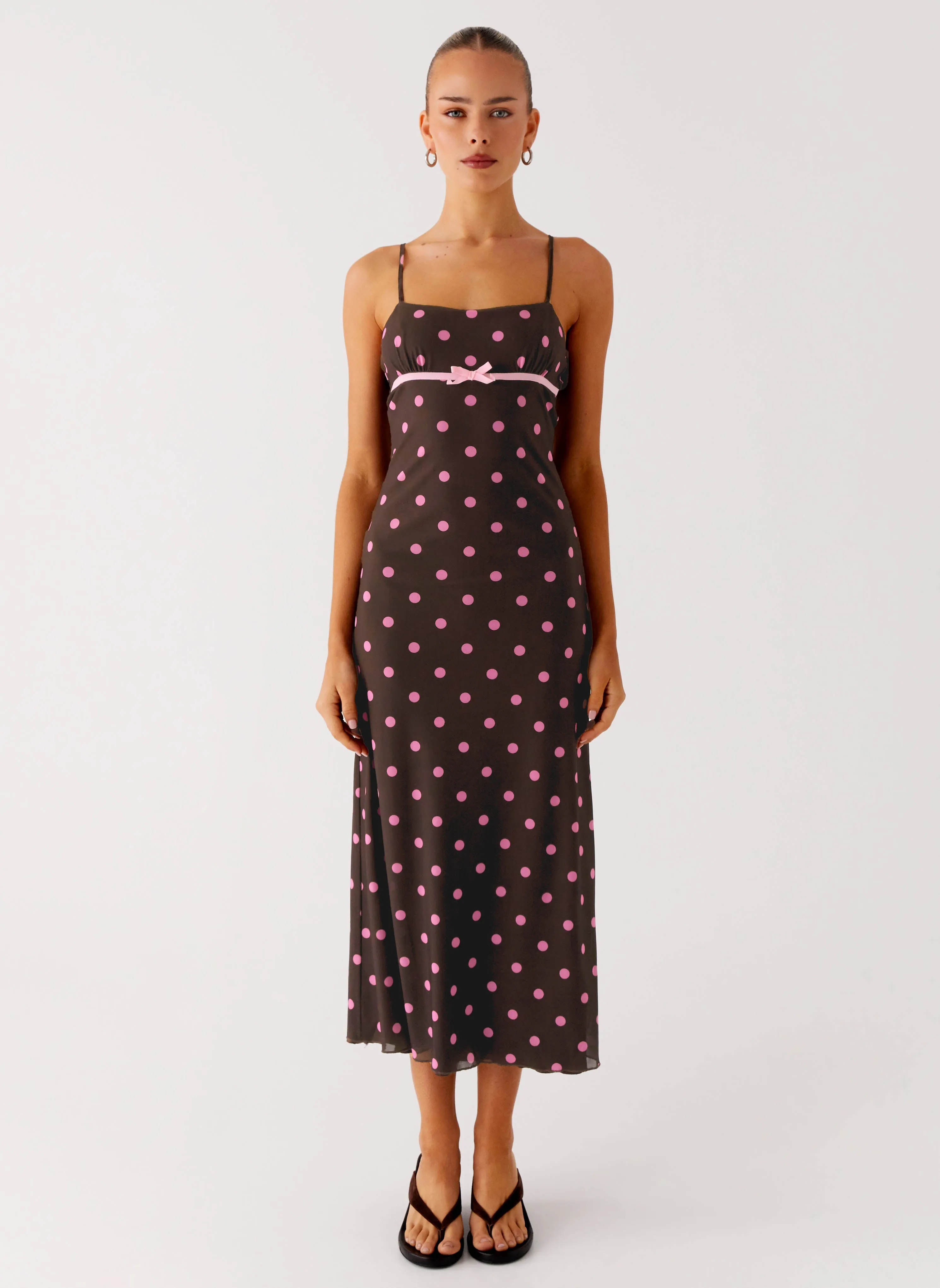 Daywear Fit Travel Option Latto Midi Dress - Chocolate Strawberry Dot
