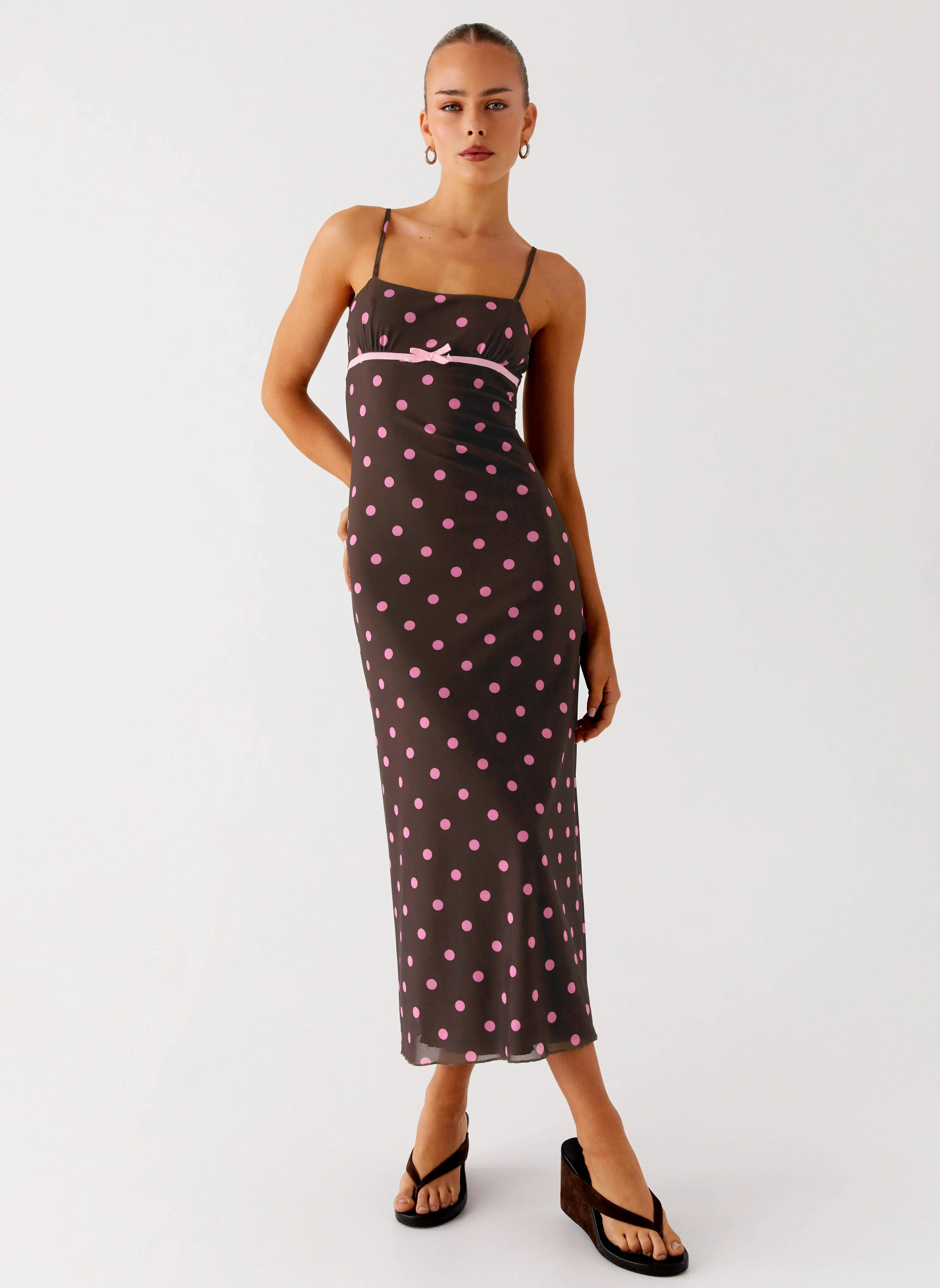 Classic wrap dress Latto Midi Dress - Chocolate Strawberry Dot
