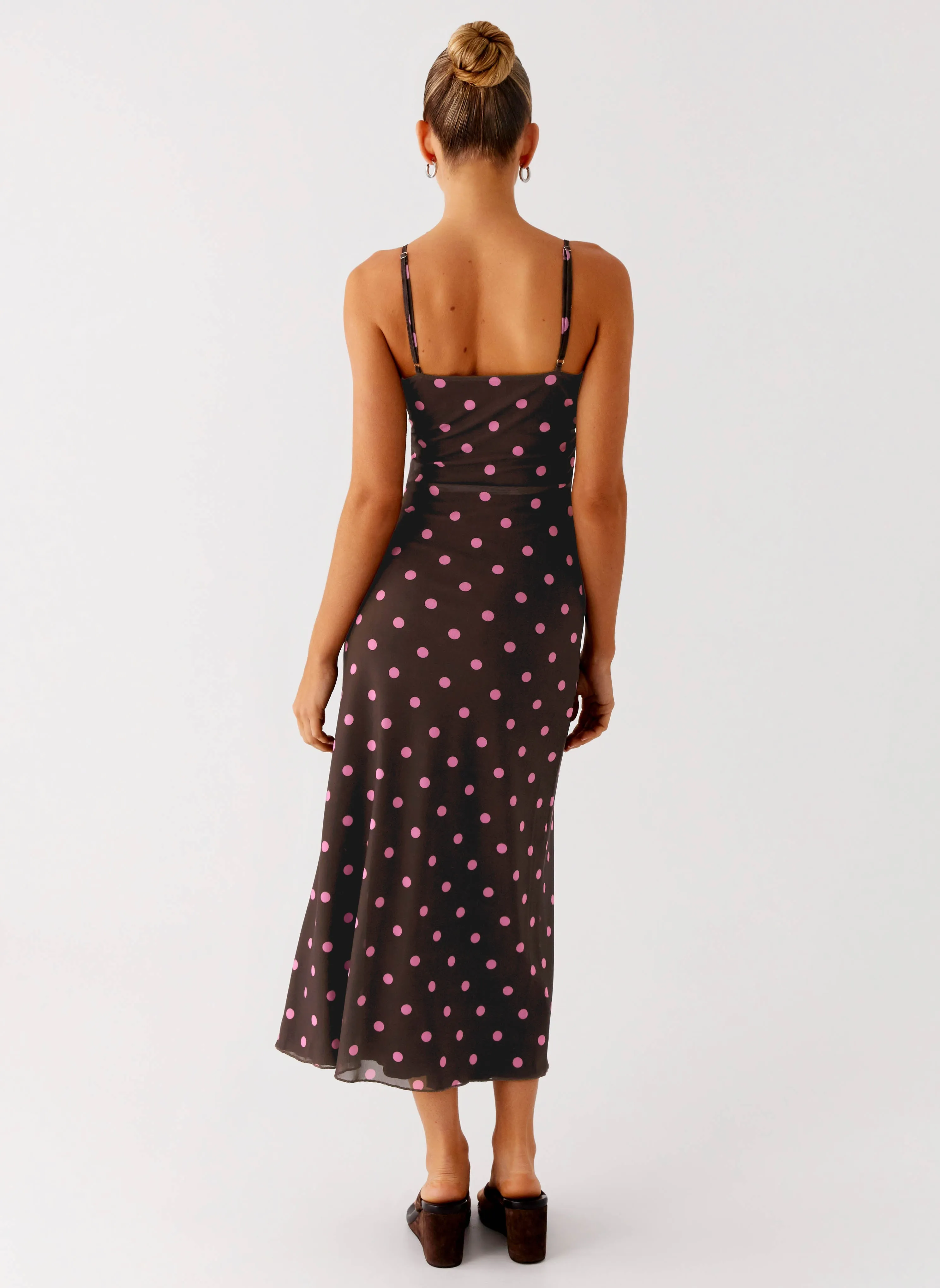 All Gender Fit Relax Line Latto Midi Dress - Chocolate Strawberry Dot