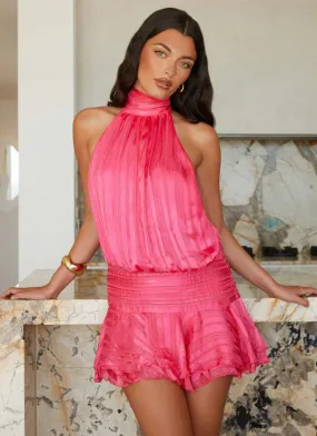 Willow Chiffon Mini Dress - Fuchsia Eco Friendly Bright-Hue