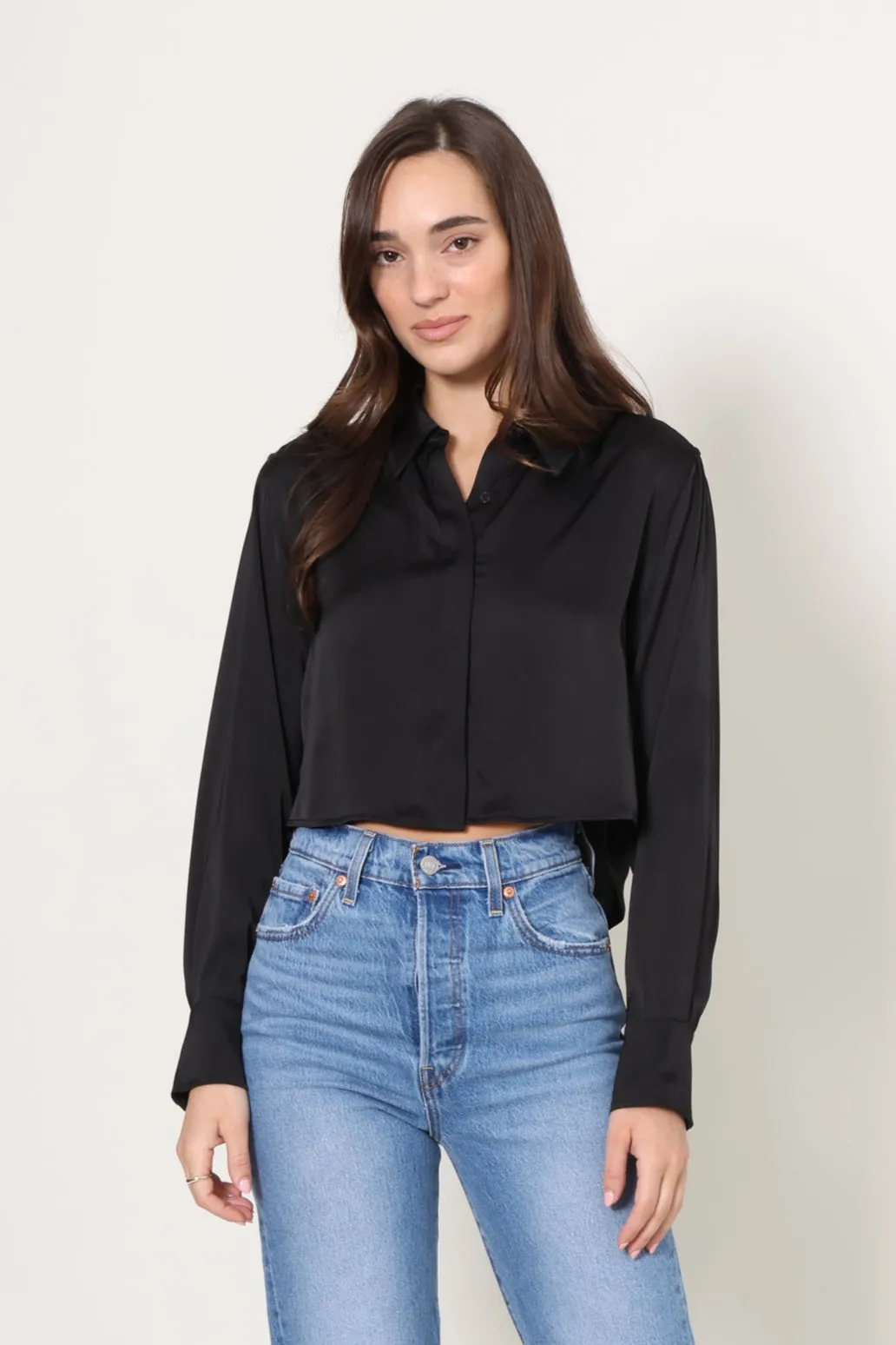 Antimicrobial Finish High Low Satin Shirt