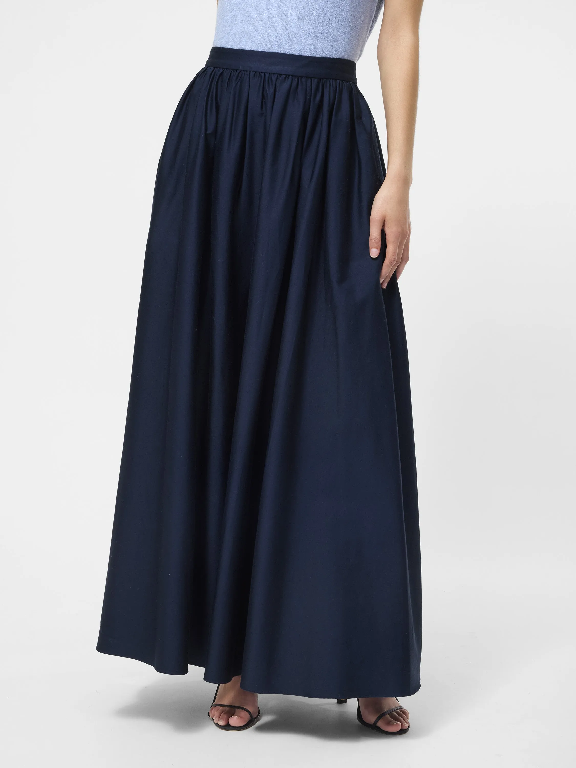Cotton Sateen Maxi Skirt Breathable Minimal Design