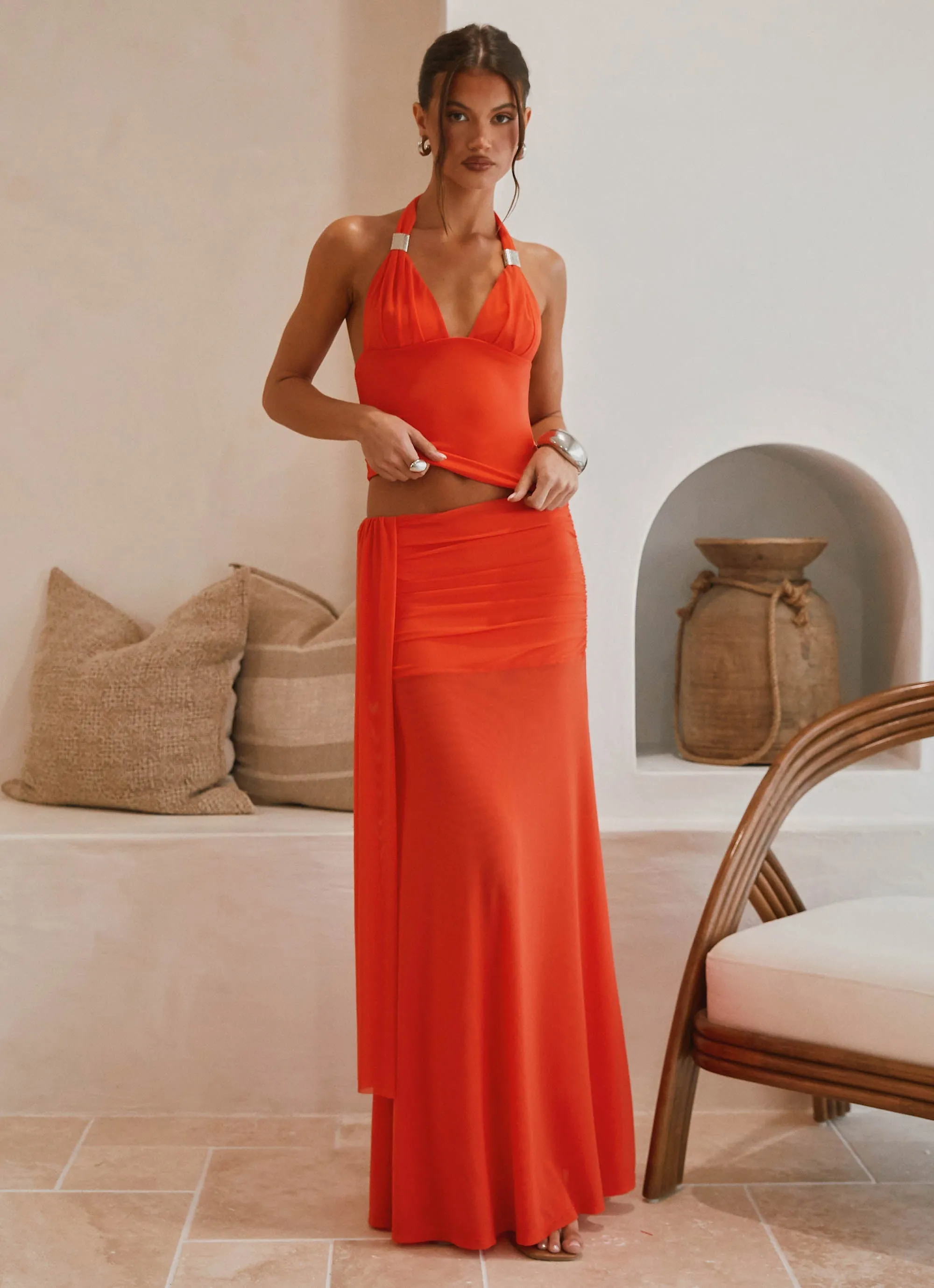 Streetwear Look Blaze Maxi Skirt - Fire Red