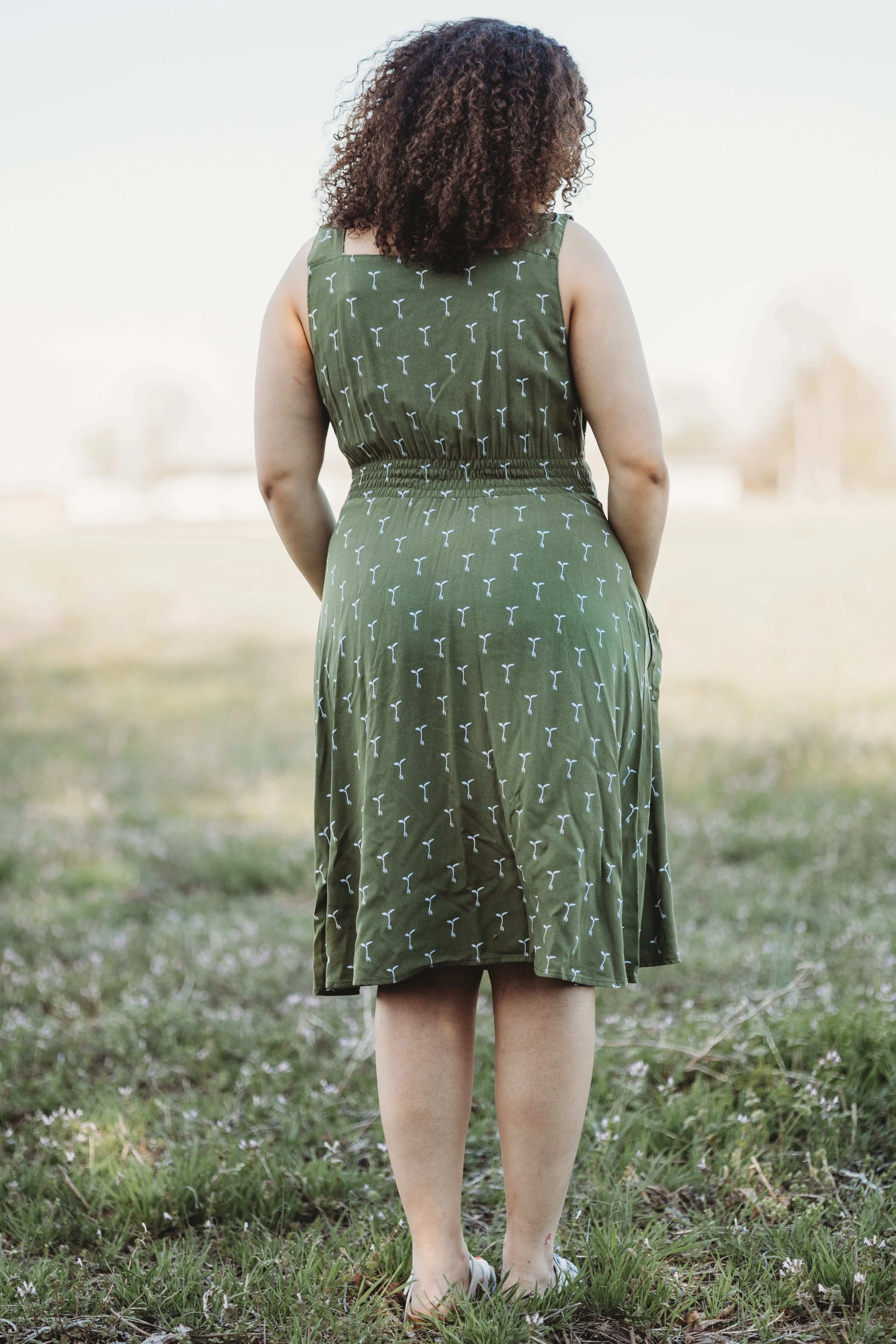 Sheet Dress in Green Sprout Gentle Texture Flattering Shape Look