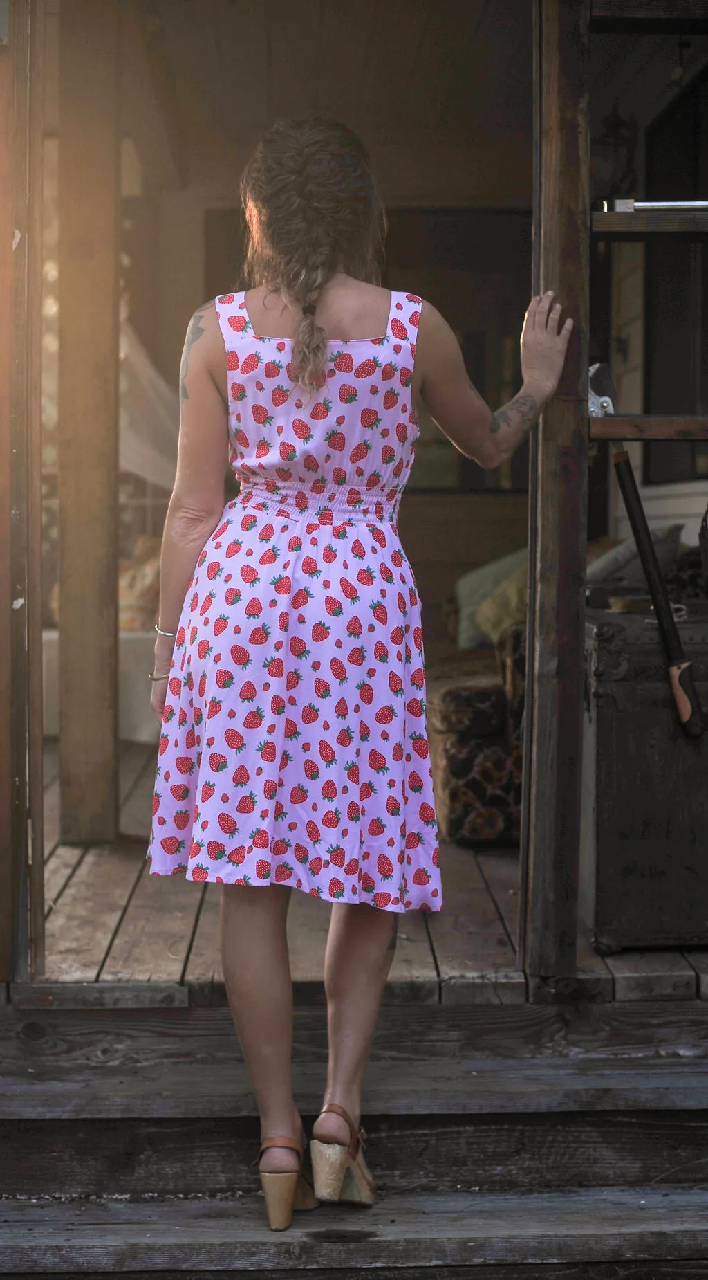 Blush Glow Smooth Drape Sheet Dress in Strawberry Cotton