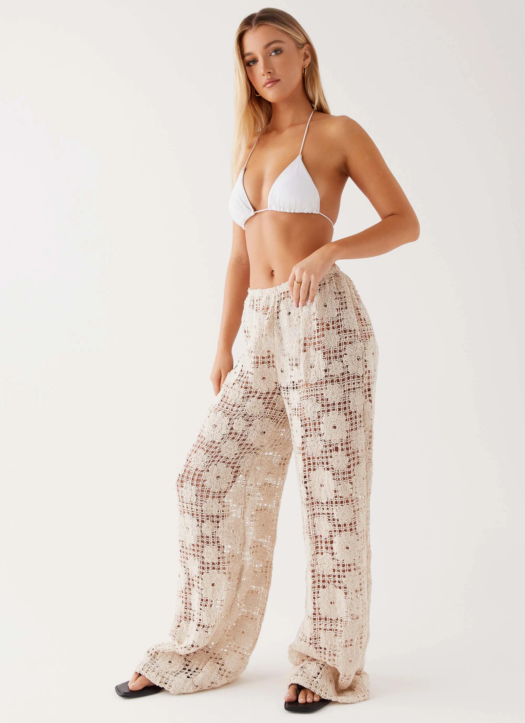 Shell Beach Crochet Pants - Ivory All weather