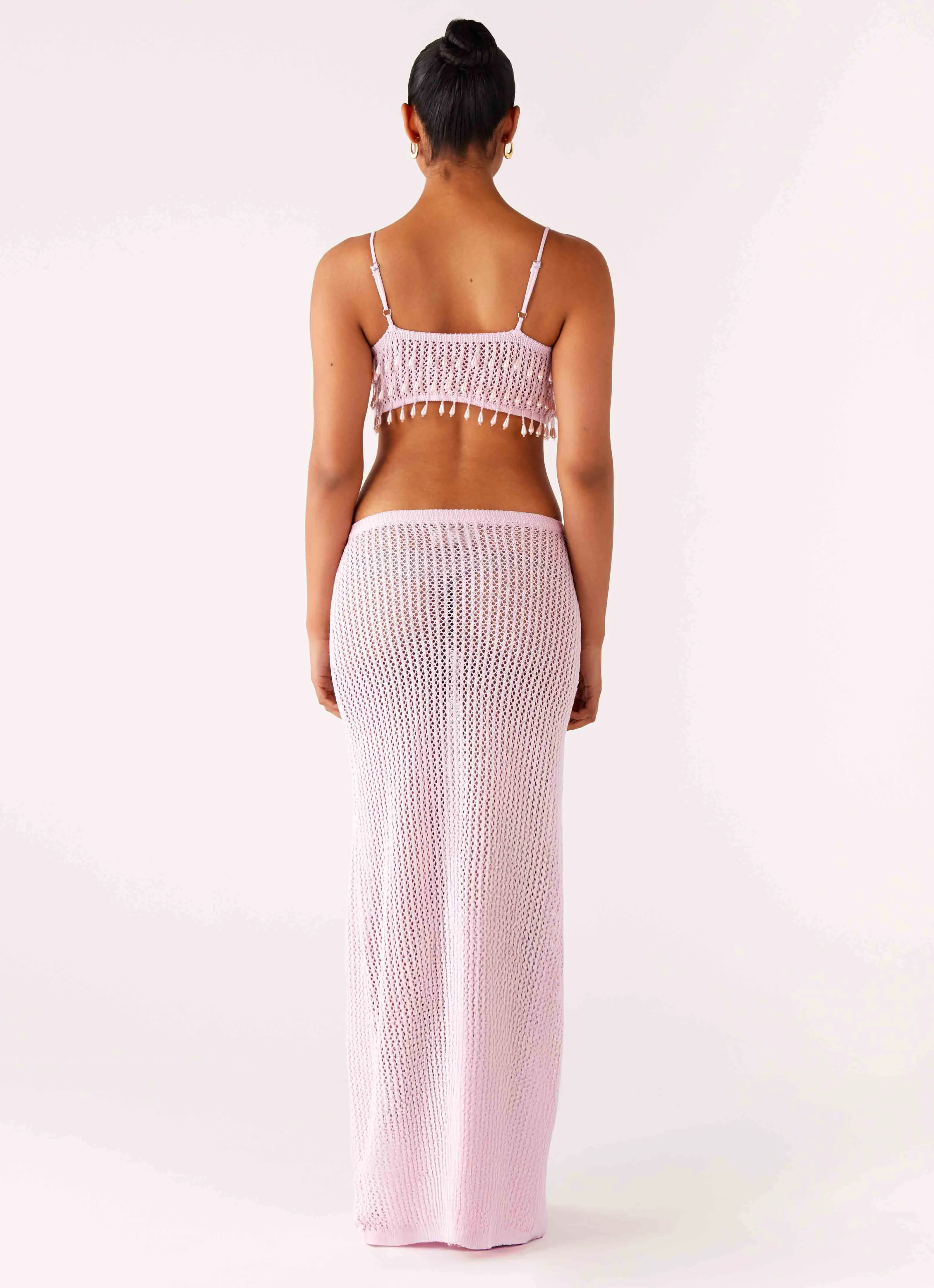 All-Purpose Comfort Sharp Motion Shellbound Crochet Maxi Dress - Pink