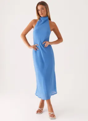 Shelly Midi Dress - Azure Smooth Drape Clean Outfit