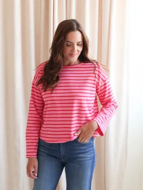 TexturedSurface Shelly Stripe Top-Pink
