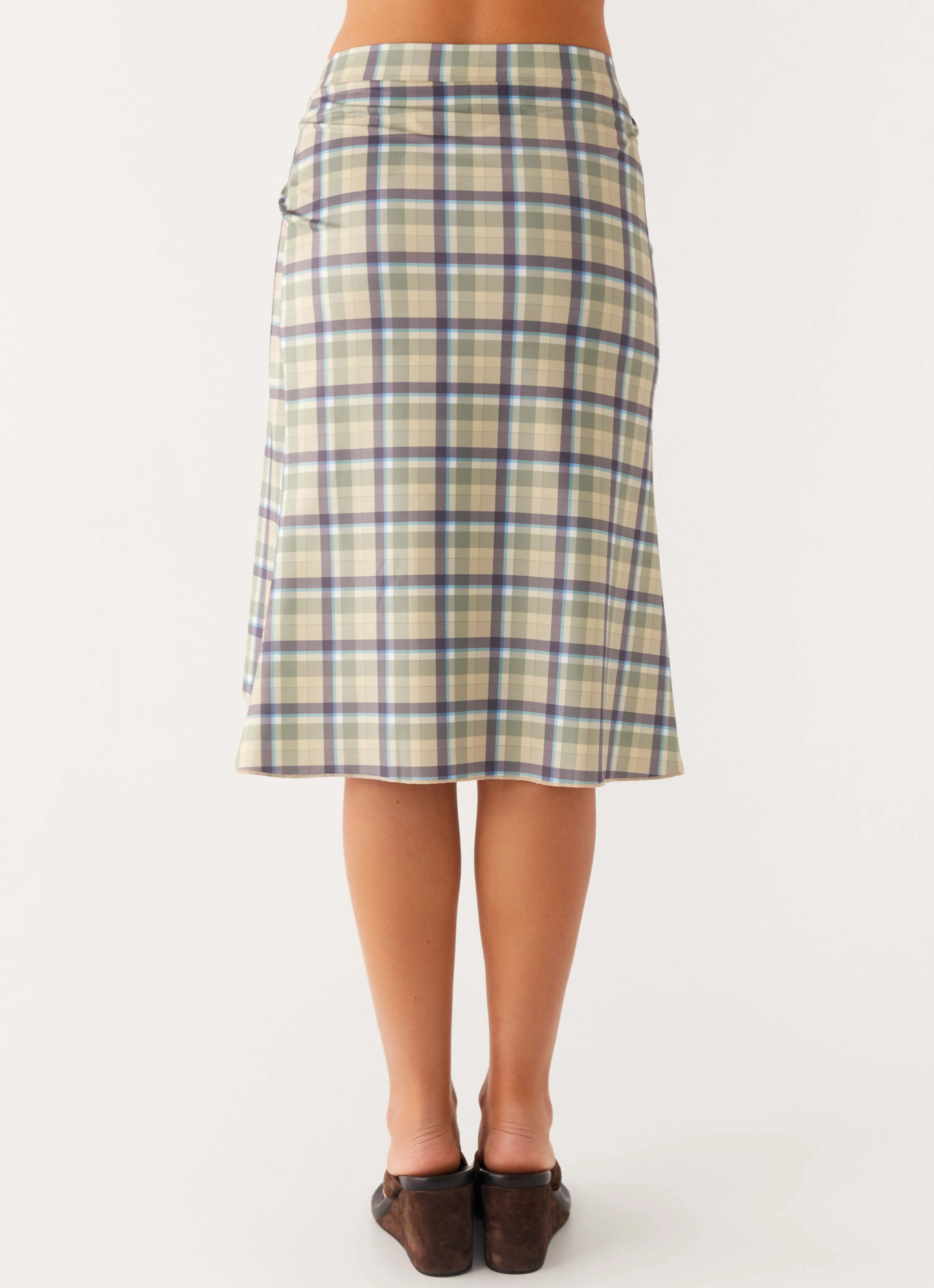 Shes A Lady Midi Skirt - Cedar Check Flattering Style Multipurpose Design