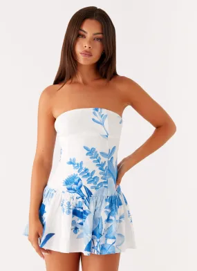 Trendy Comfort All Day Look Mario Mini Dress - Blue Floral Print