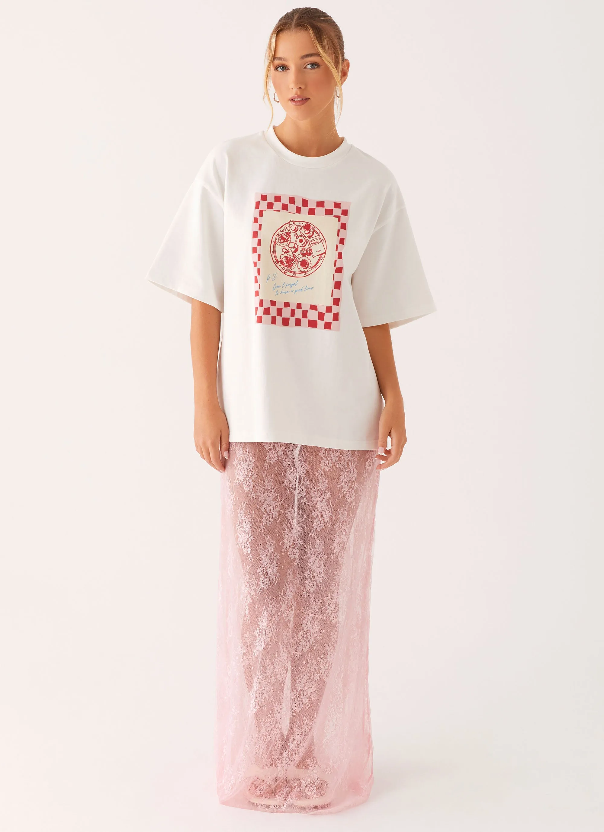 Biodegradable Fabric Caden Lace Maxi Skirt - Pink