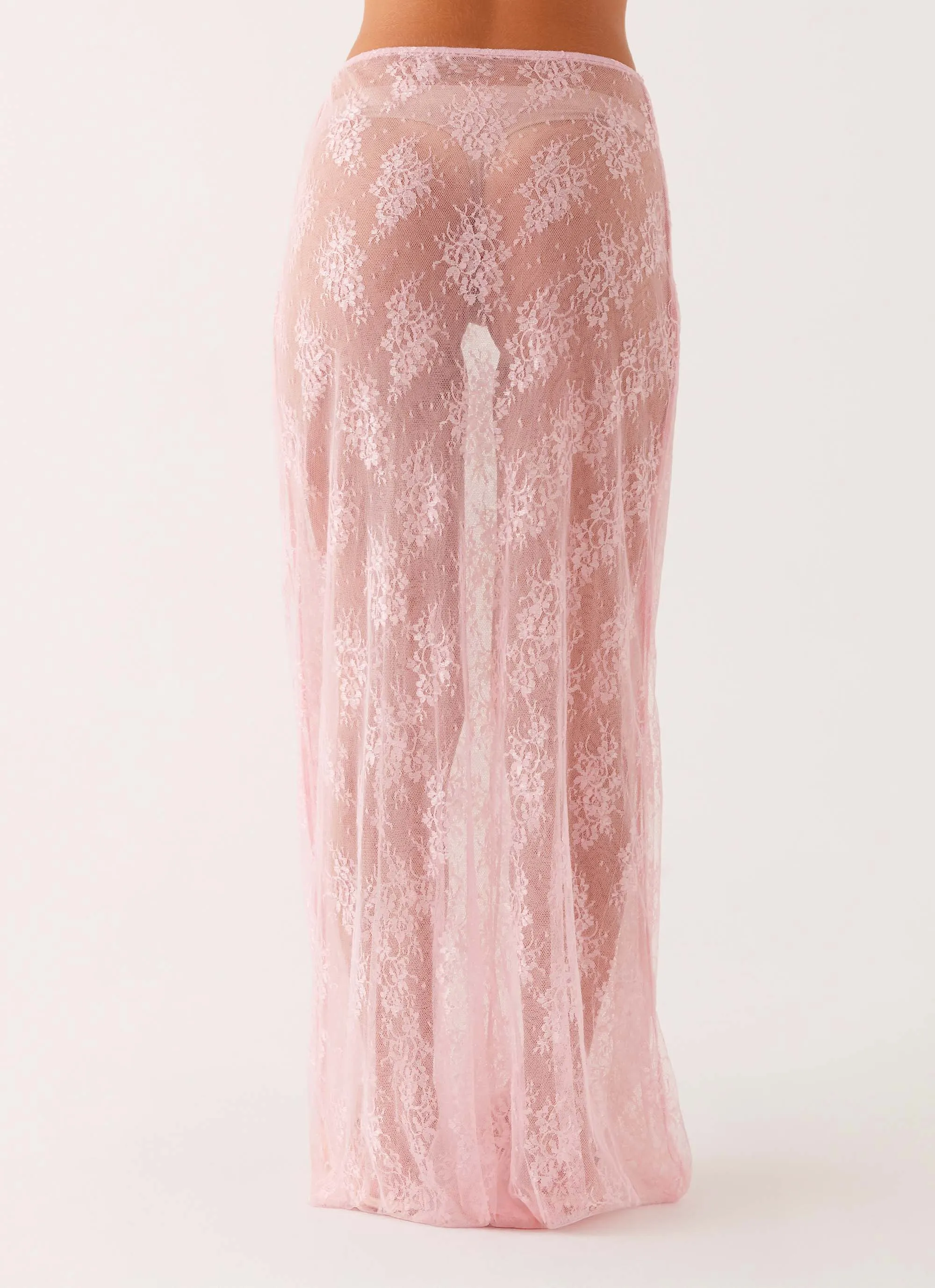 high contrast Minimalist Chic Caden Lace Maxi Skirt - Pink