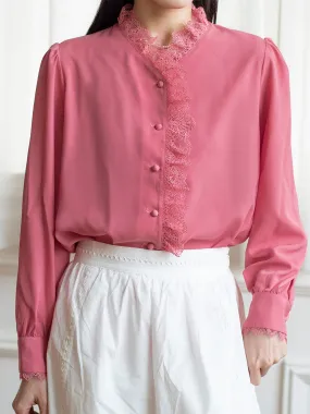 Hanna Puff Sleeve Pink Lace Blouse LowMaintenance