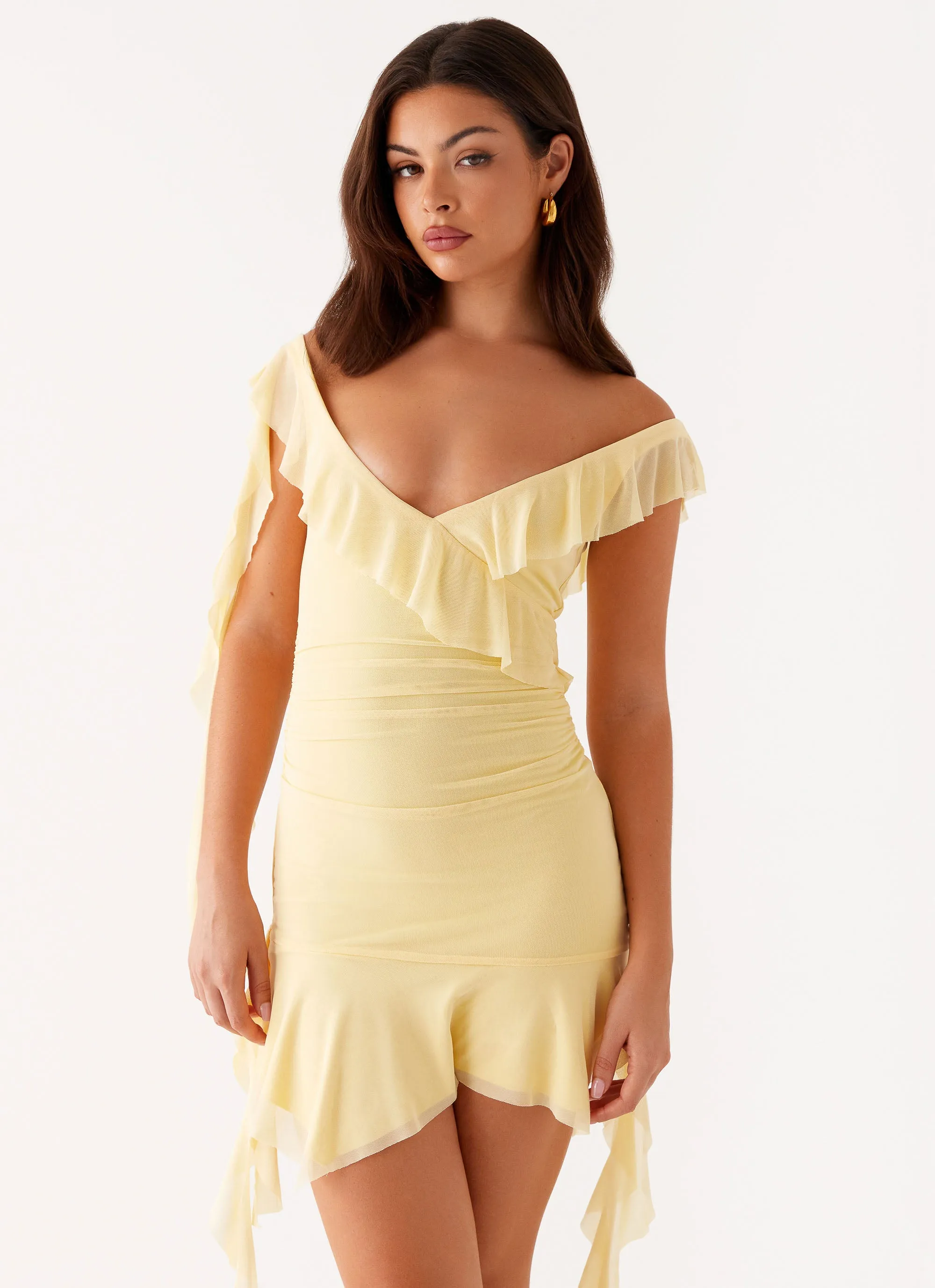 Shona Mini Dress - Yellow Crisp Details gentle style
