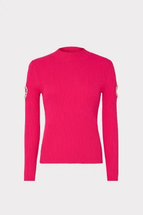 Shoulder Cut Out Knit Mock Neck VersatileLayering