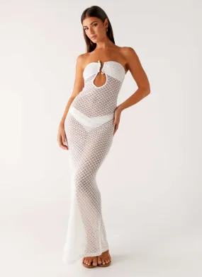 Winter Layer Showcase Crochet Maxi Dress - Ivory