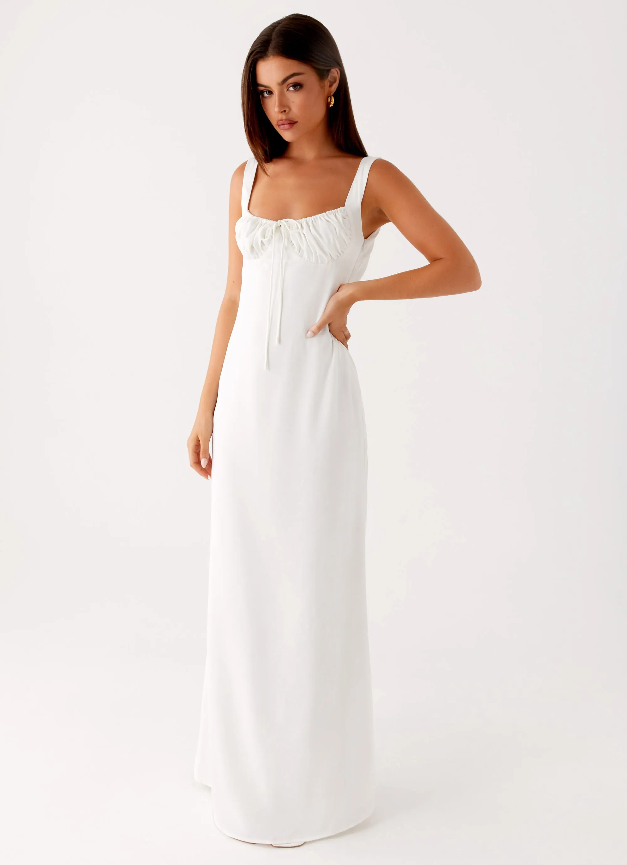 Tulle Flow Neutral Finish Shyla Maxi Dress - Ivory