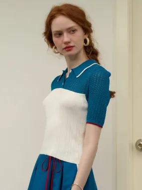 DropShoulder Full Coverage Fit ??Final Sale??Harmoni Notched Lapel Contrasting Knitted Top