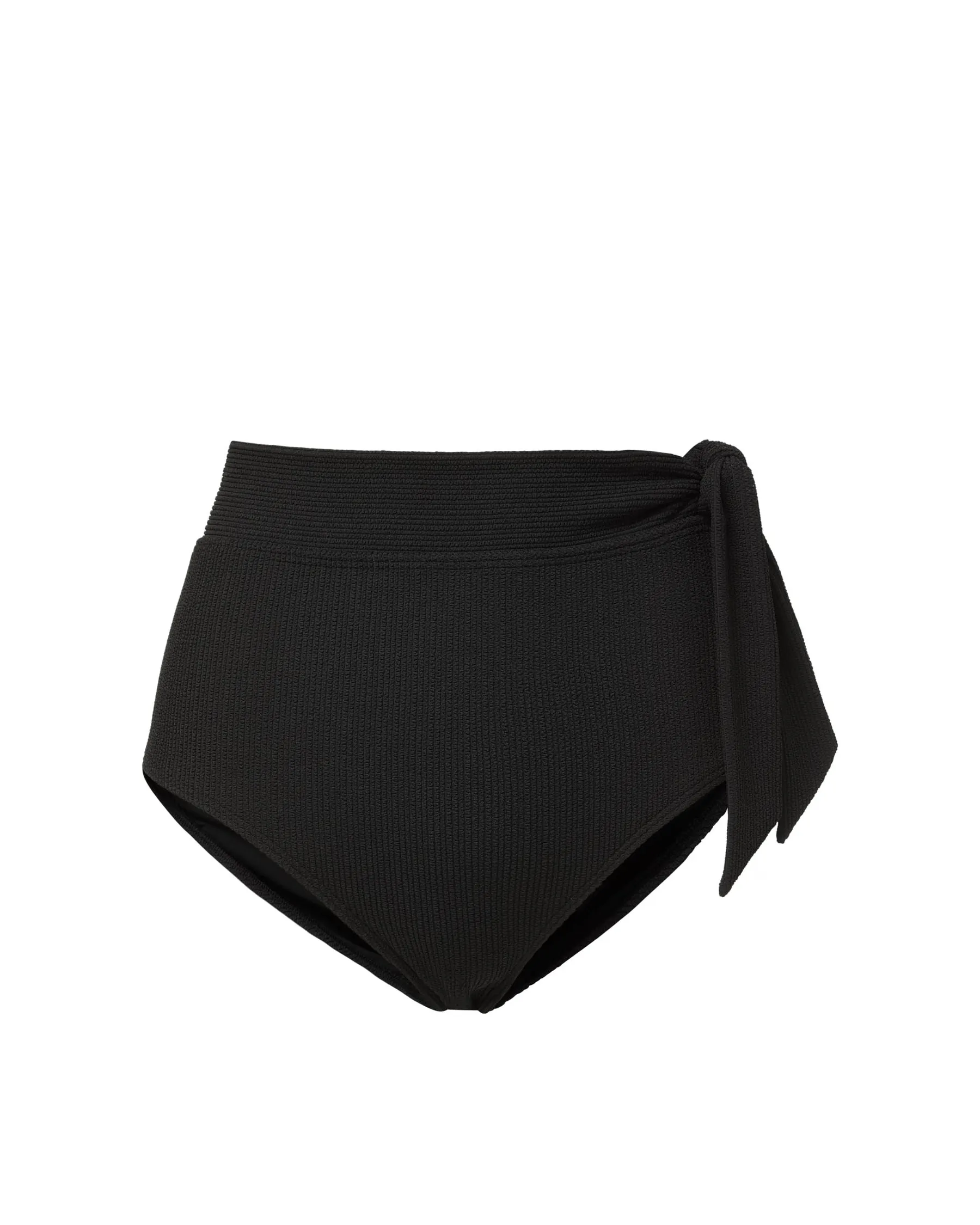 Petite Side Tie High Waist Bottom Black Texture