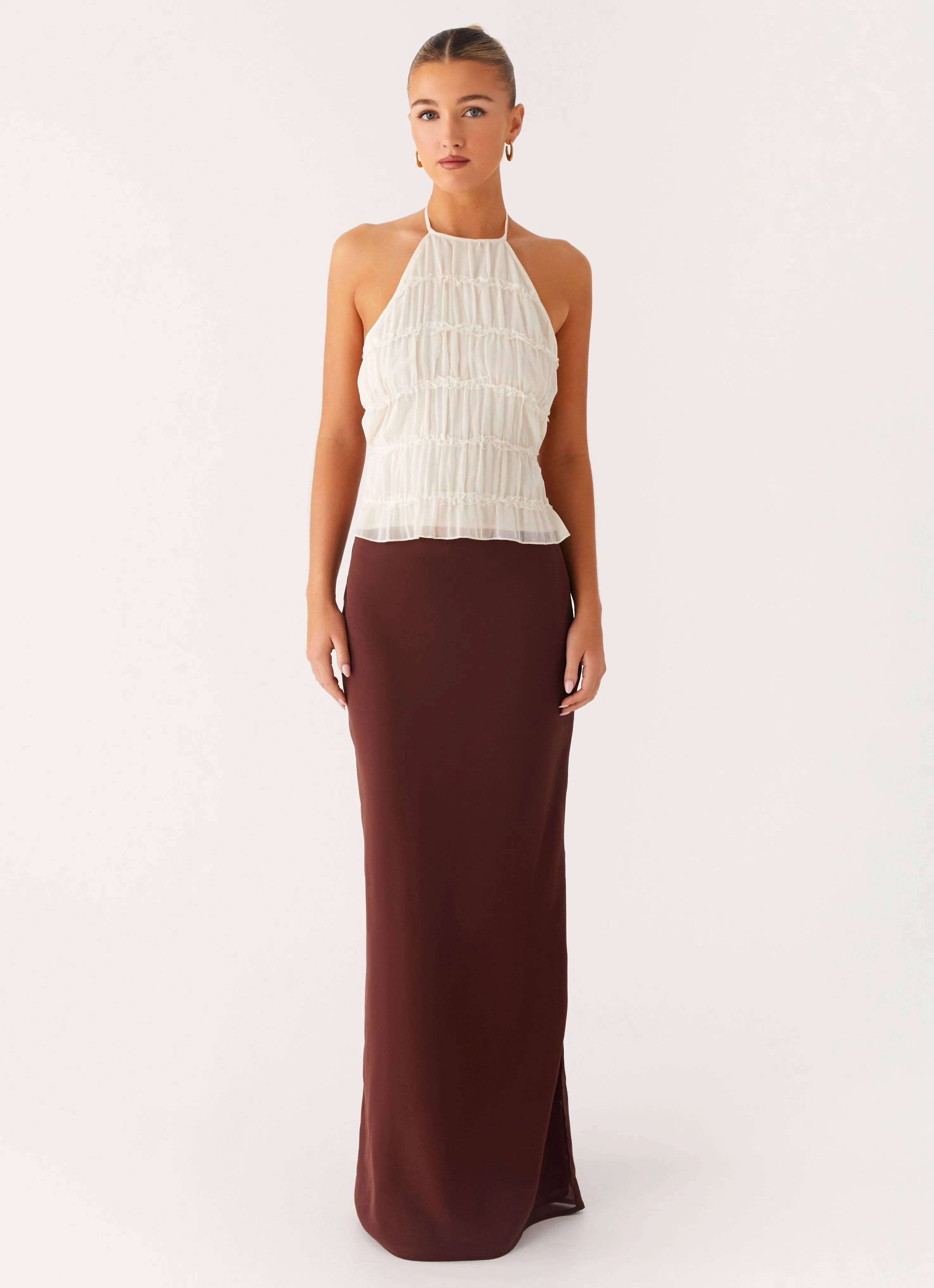 Signature Detail Lightweight Sienna Sunset Maxi Skirt - Chocolate