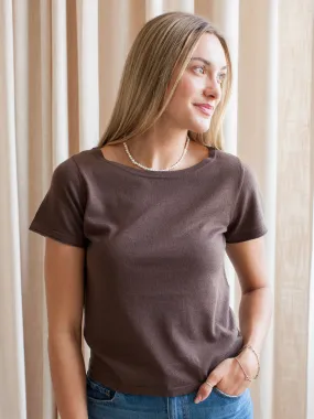 Easy Care Fabric Relaxed Tank Classic Crew Tee - Brown