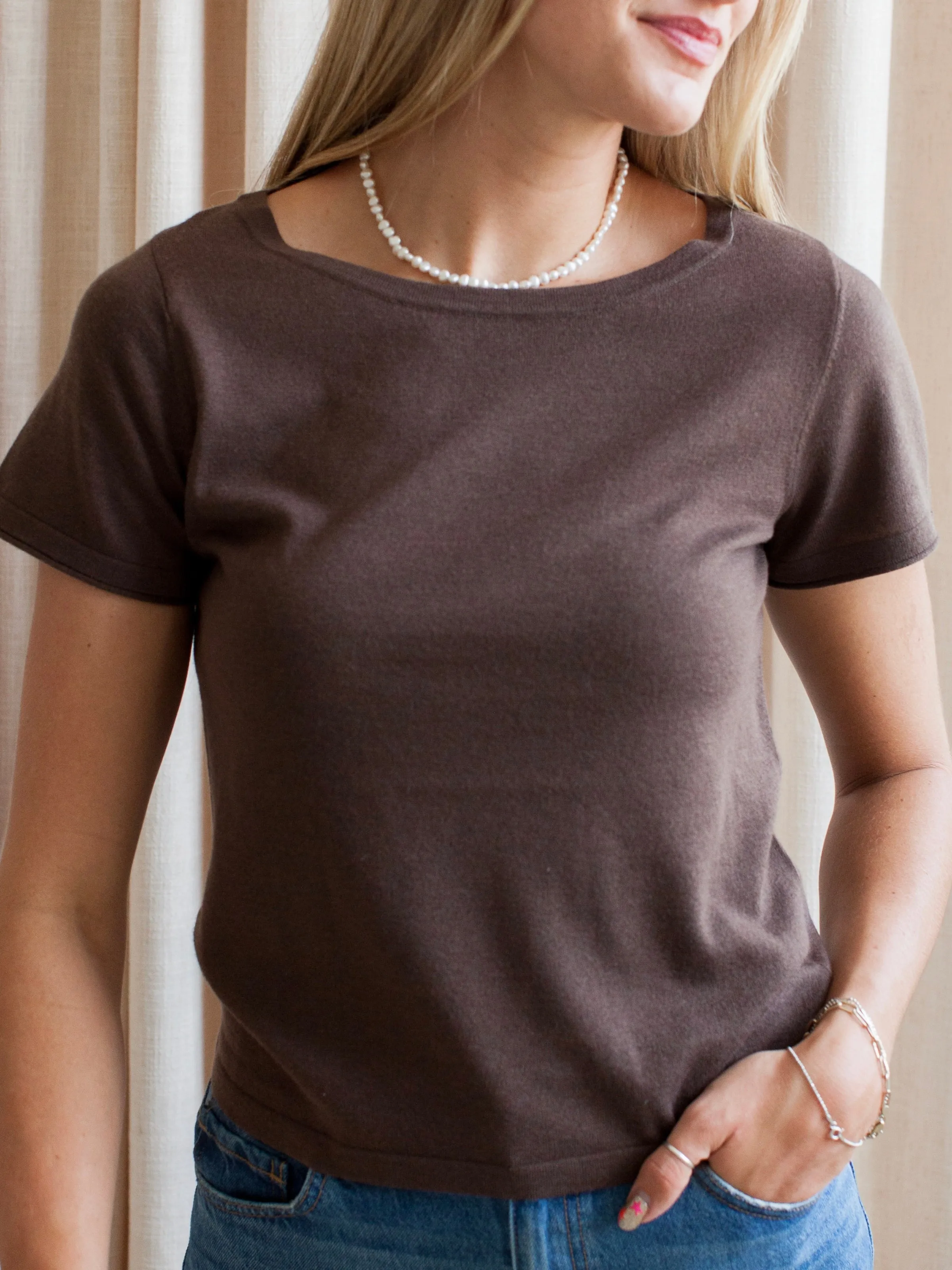 Comfortable fit Classic Crew Tee - Brown