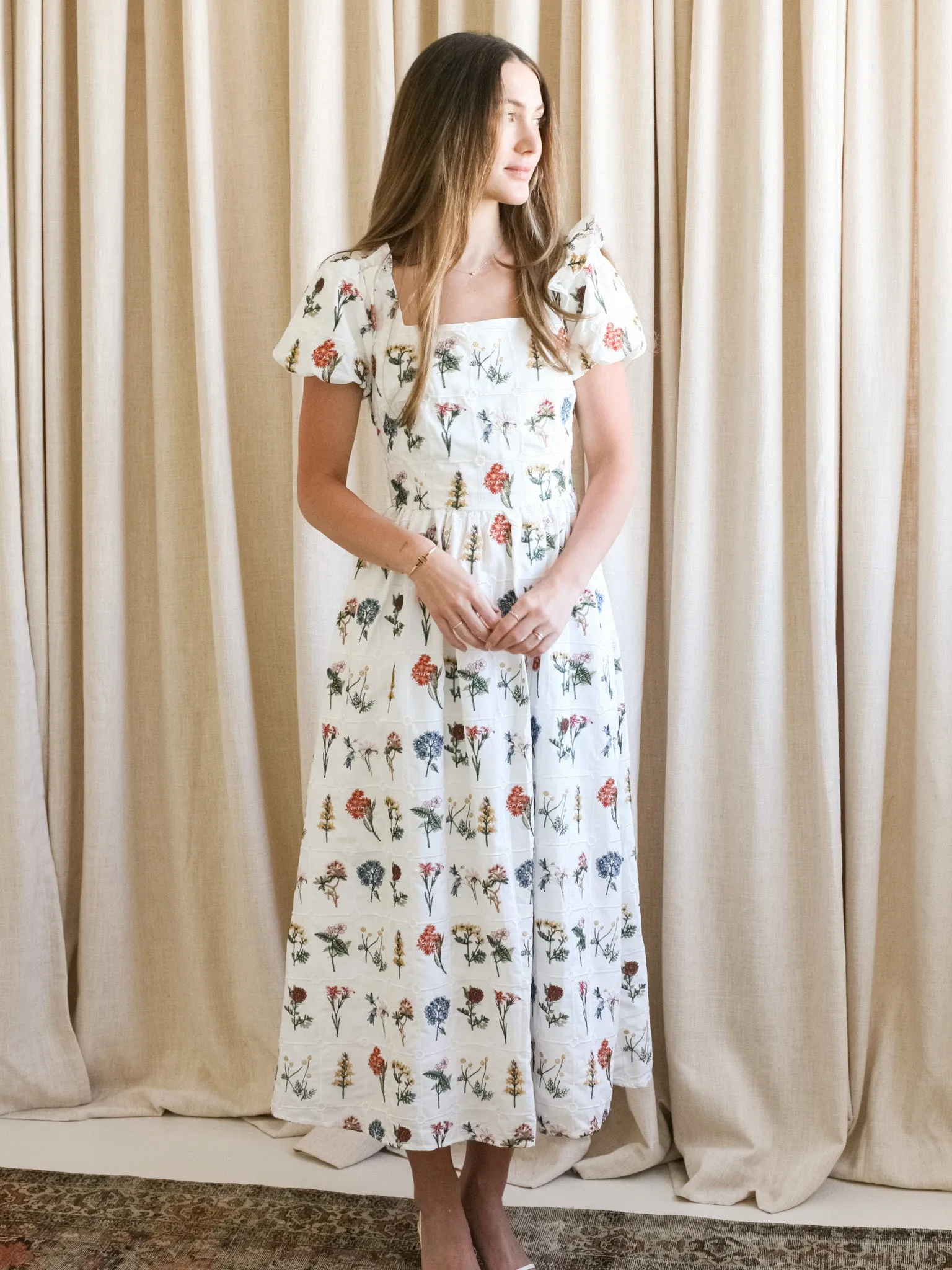 Natural Texture All Inclusive Emery Embroidered Midi Dress