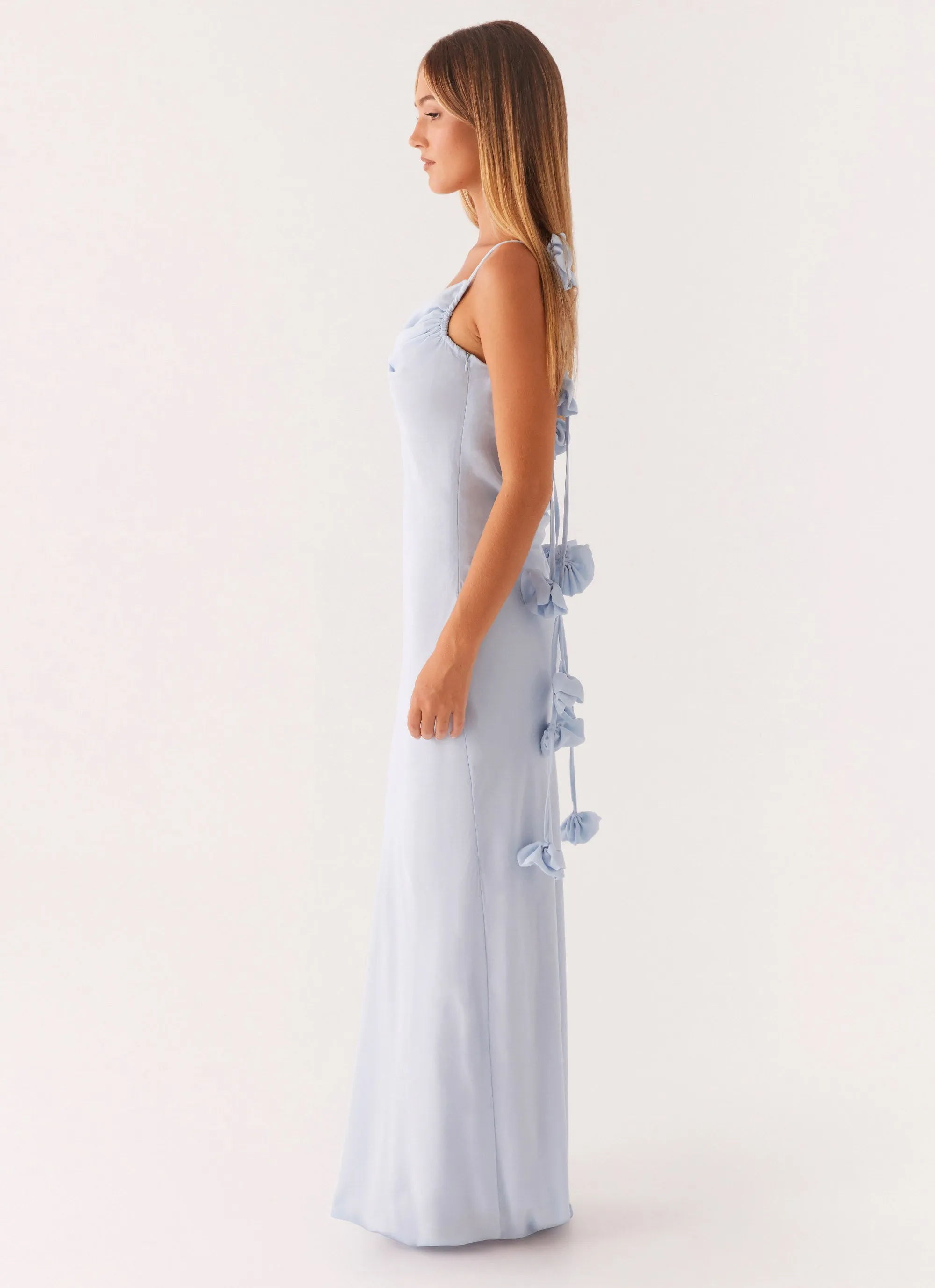 Simona Maxi Dress - Pastel Blue Sleek Touch