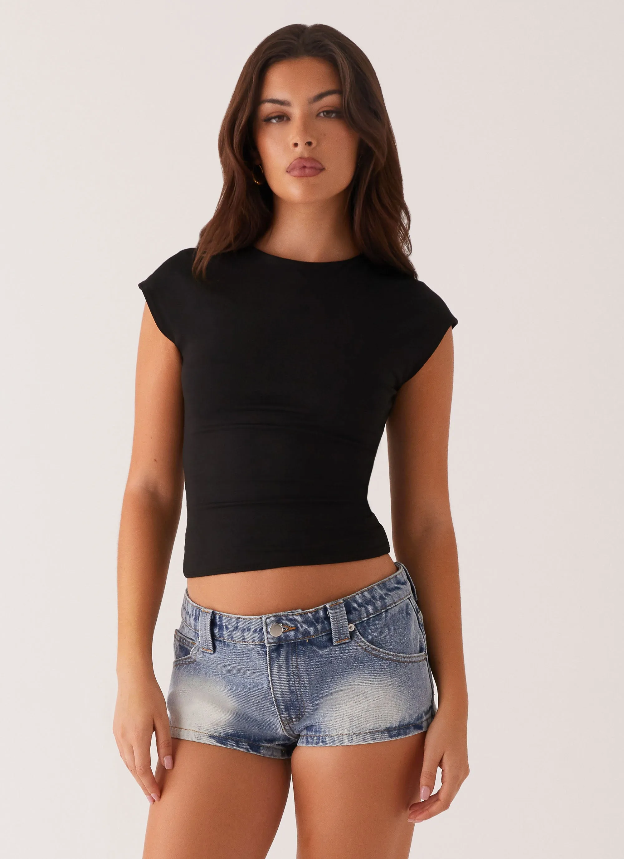 Urban Style Lightweight Wear Headland Low Rise Denim Shorts - Light Wash Blue