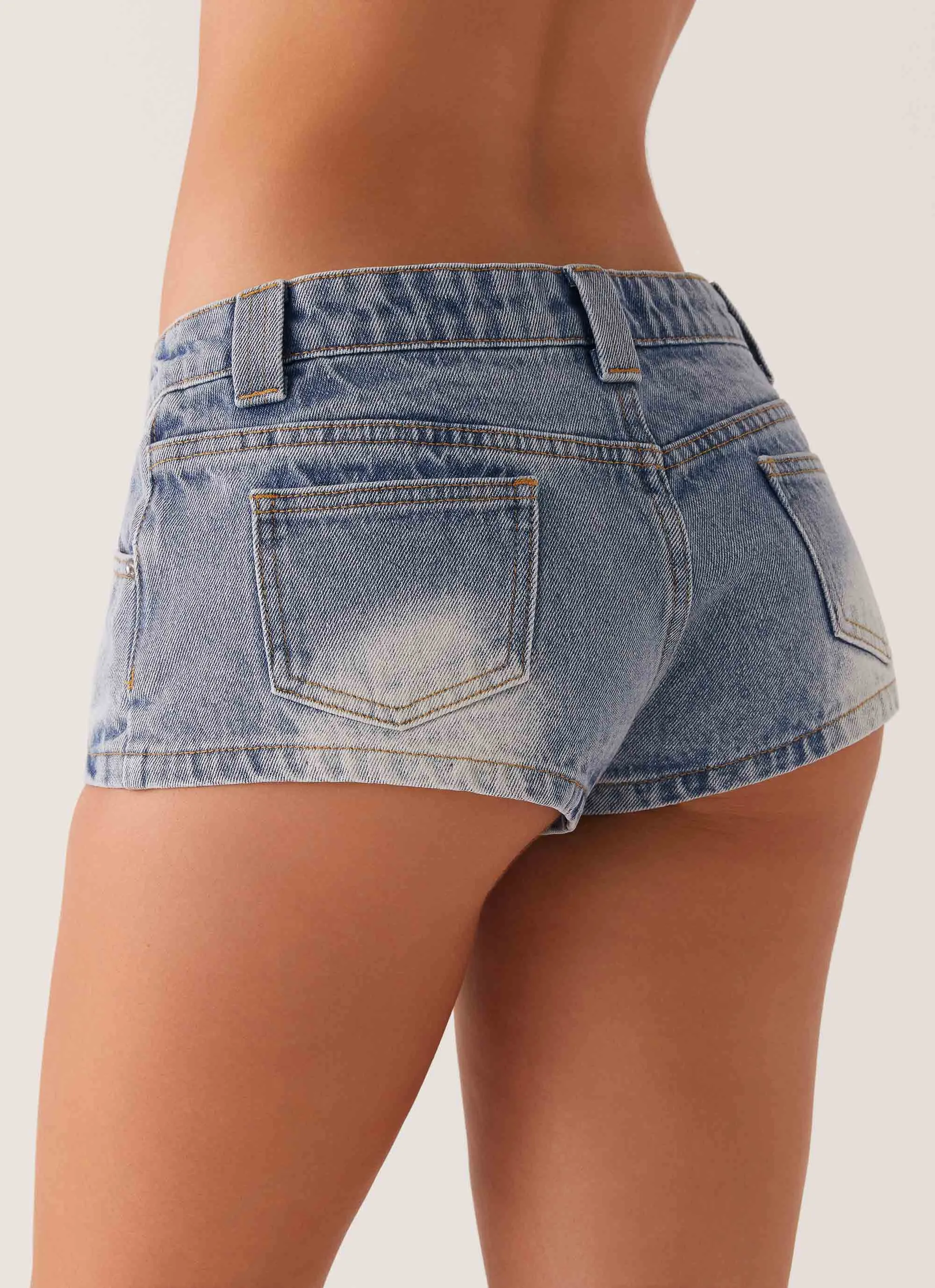 Headland Low Rise Denim Shorts - Light Wash Blue Cross Ventilation Channels