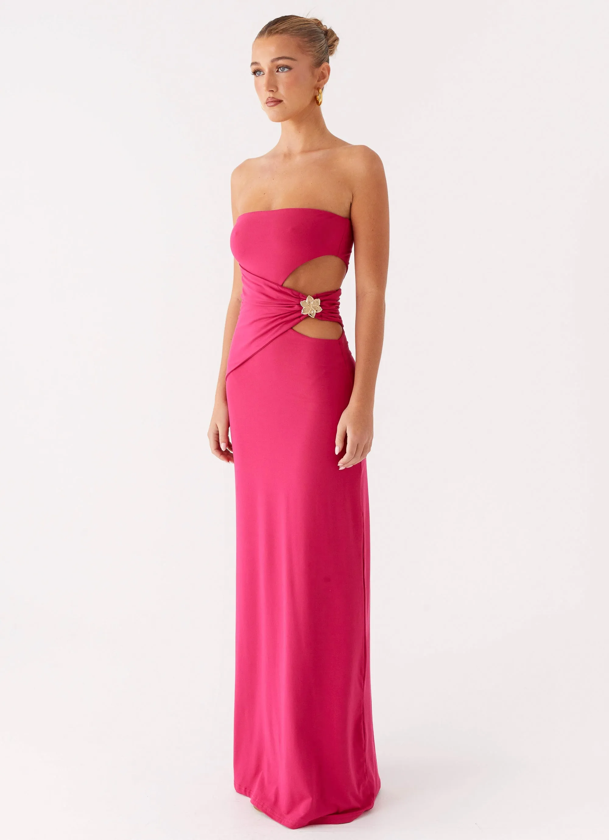 Anetta Maxi Dress - Fuchsia Geometric-pattern Balanced Tone