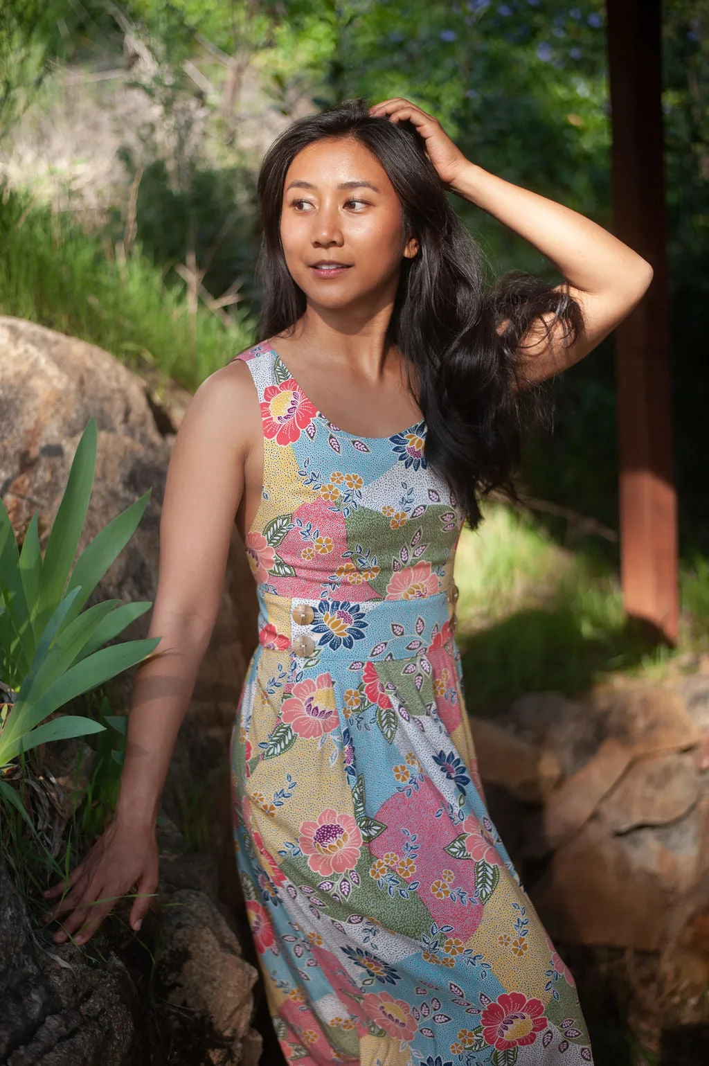 Soft Shine Flare Swing Brigid Jumper in Patchwork Party